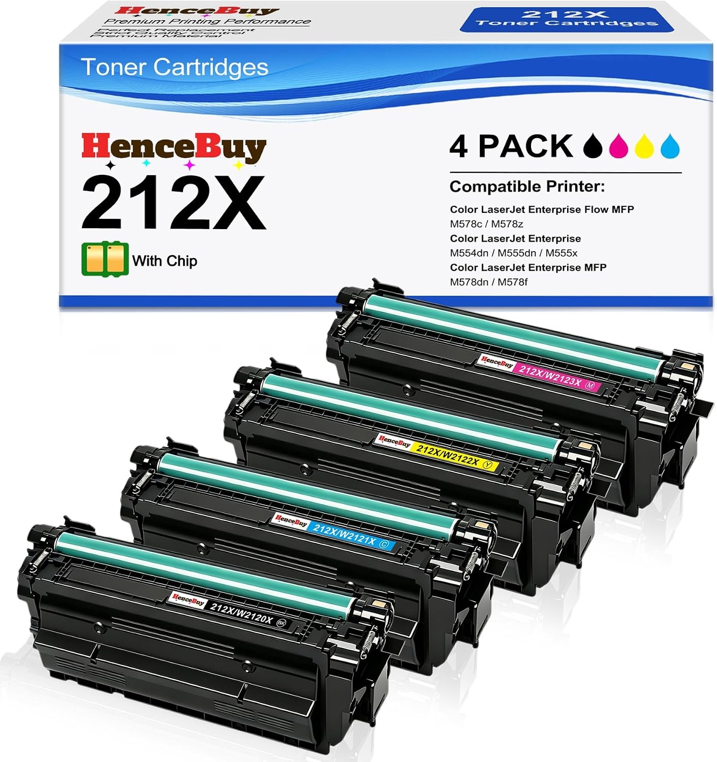 212X Toner Cartridge for HP Color LaserJet Enterprise M554dn, M555dn, M555x/M578