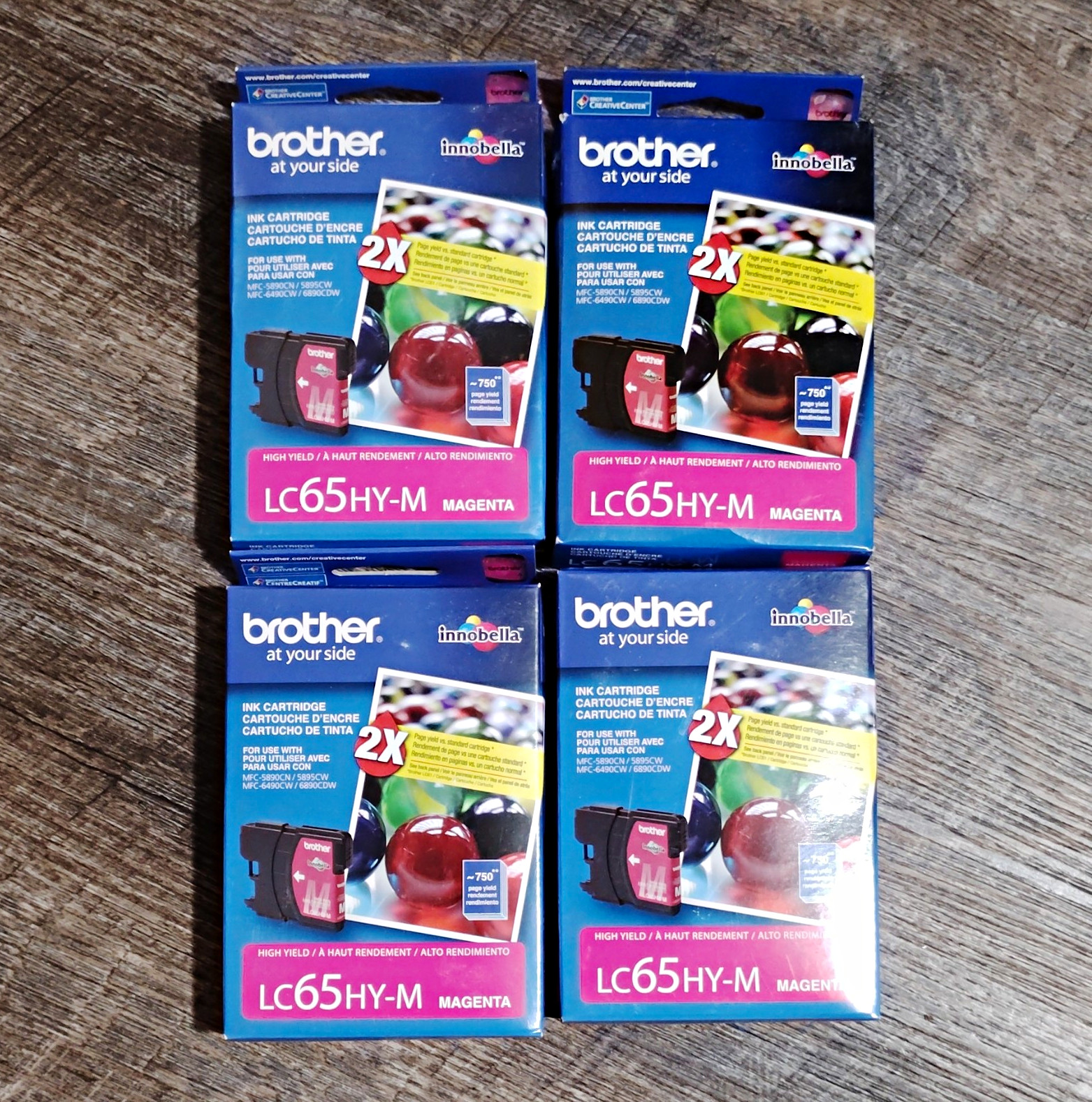 Brother Genuine Innobella LC65HY-M Magenta High Yield Ink Cartridge Lot of 4