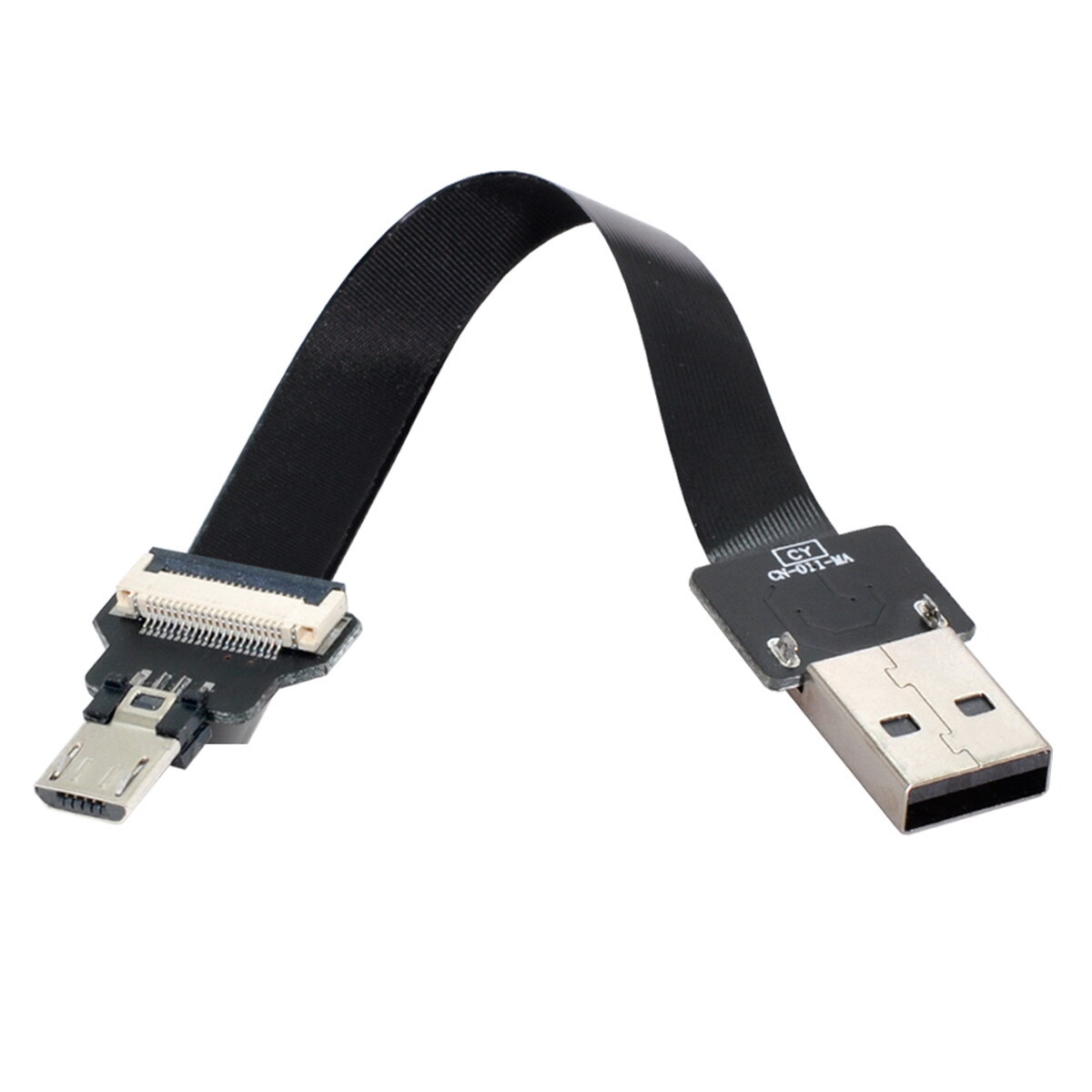 Cablecy  USB 2.0 Type-A Male to Micro USB Male Data Flat Slim FPC Cable for FPV