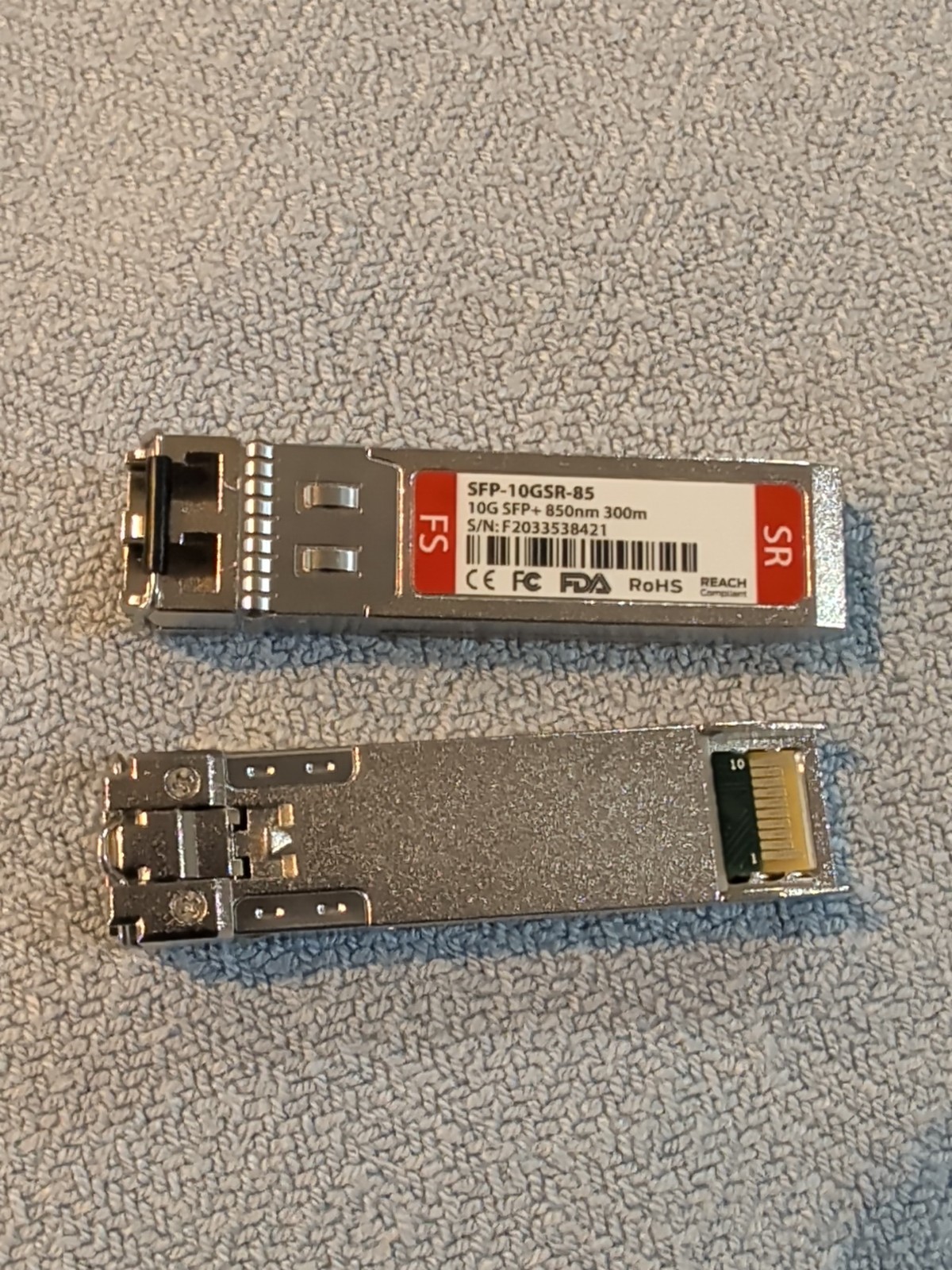 FiberStore SFP-10GSR-85 10G SFP+ 850nm 300m Transceiver Modules Lot Of 2 
