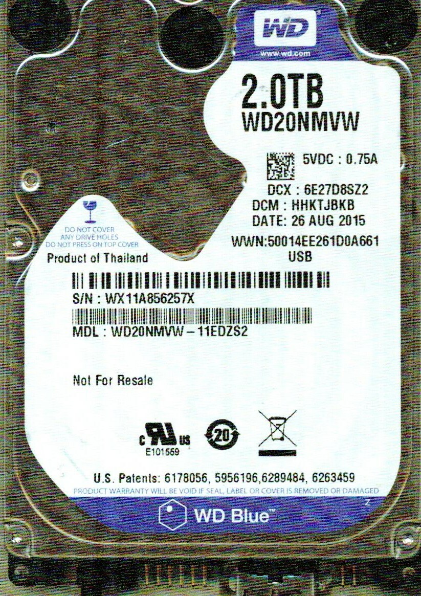 WD20NMVW-11EDZS2,  HHKTJBKB  WESTERN DIGITAL 2TB, USB 3.0  AUG 2015  WX11