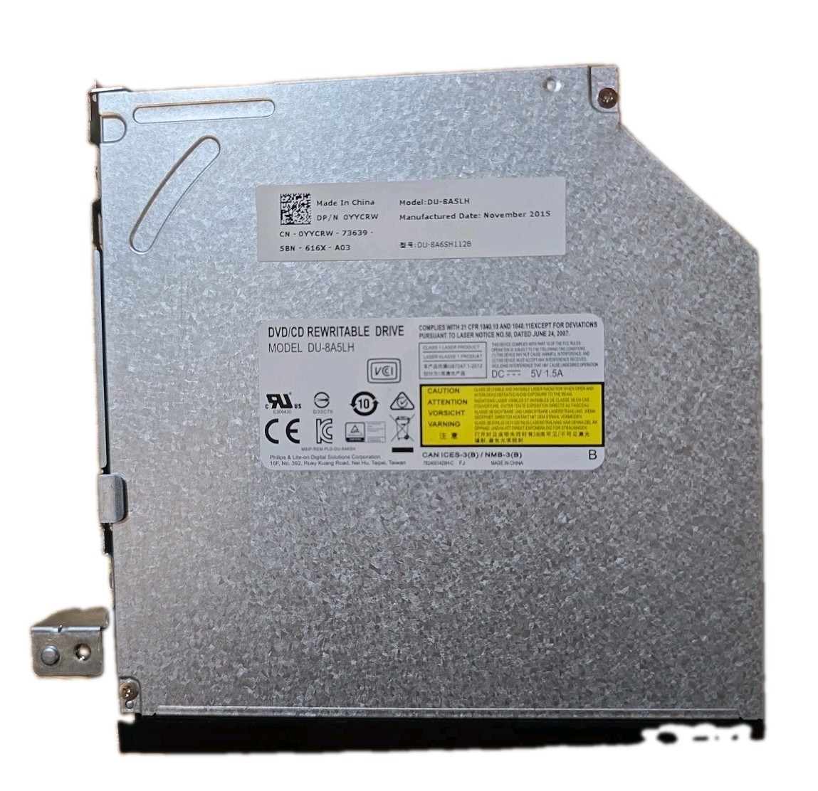 Philips Lite-On DU-8A5LH Slim SATA DVD CD Rewritable Drive Dell 0YYCRW 