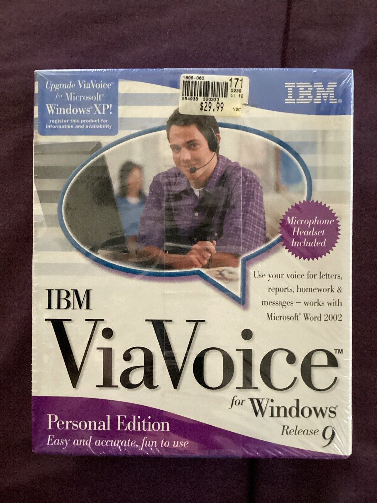 IBM ViaVoice for Windows Release 9 Personal Edition New in Box w/headset