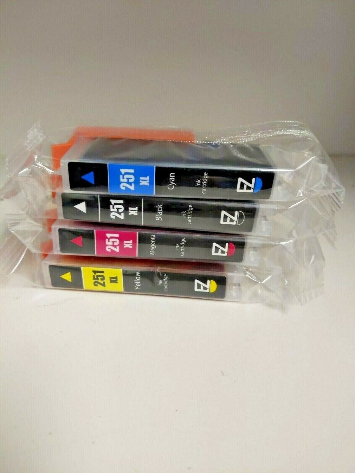 4 EZ-INK CARTRIDGES 251XL Yellow, Black, Cyan, Magenta SEALED PACKS