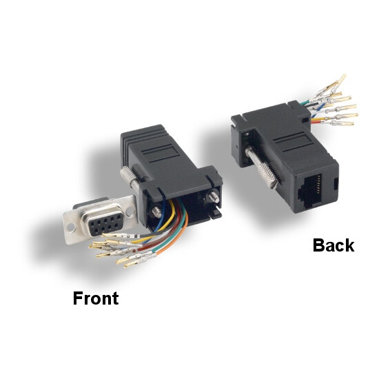 Black DB9 9Pin Female to RJ-45 8P8C Female Adapter Serial Devices over Network