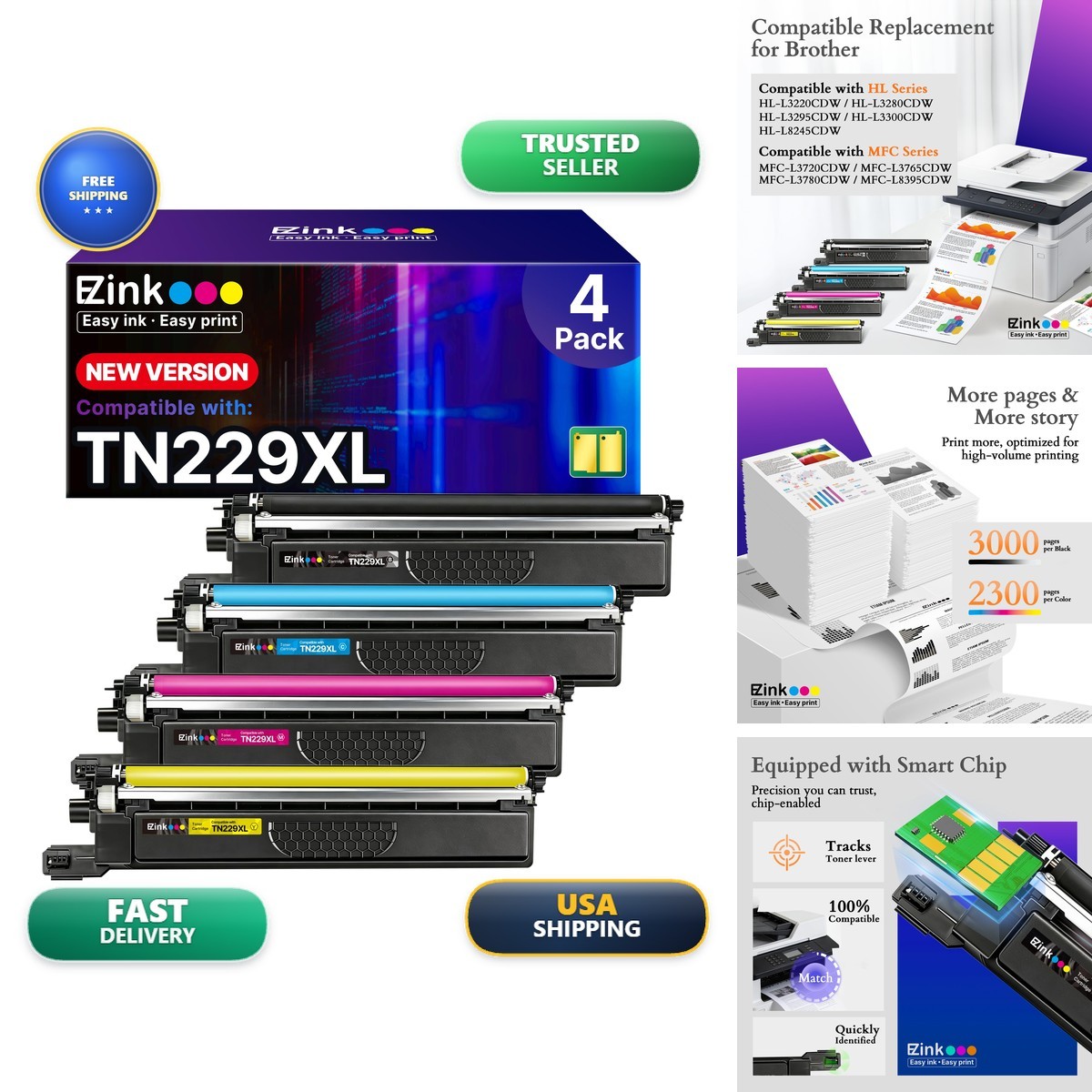 E-Z Ink TN229XL Toner Cartridges for Brother