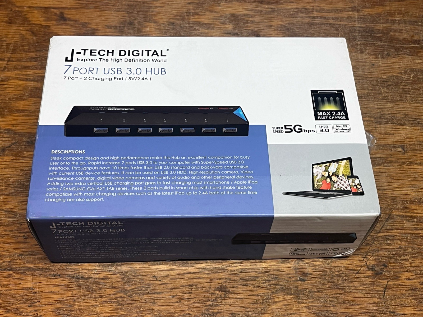 New J Tech Digital 7 Port USB 3.0 Hub (5 Gbps) USB HUB