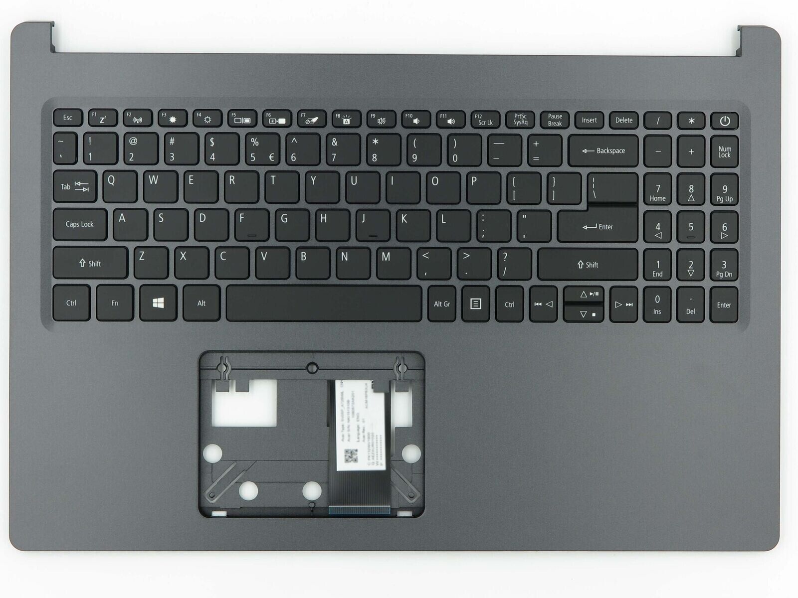 Acer Aspire A515-55 Upper Palmrest Cover Keyboard Black US/INT 6B.HSKN7.030