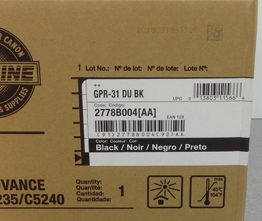 NEW Genuine Canon GPR-31 Drum Unit Black