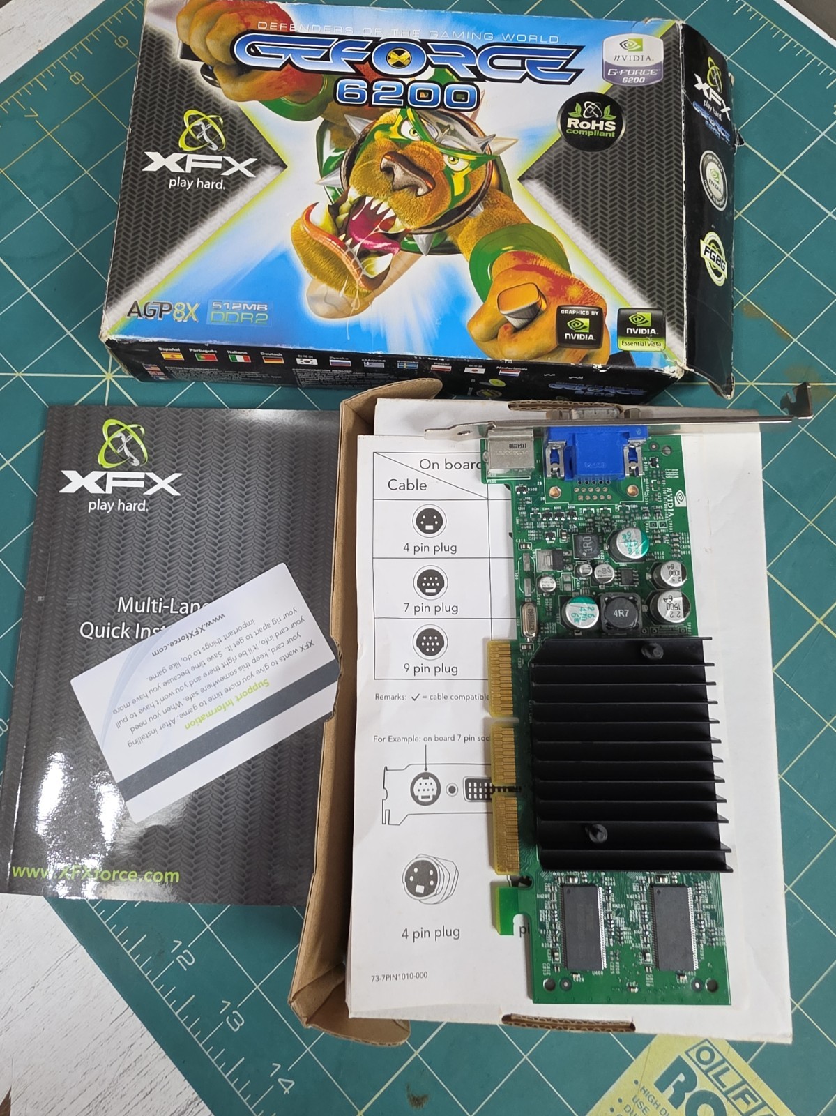 XFX Nvidia Geforce 6200 AGP 8X Low Profile GPU Graphics Card Original Box No CD 