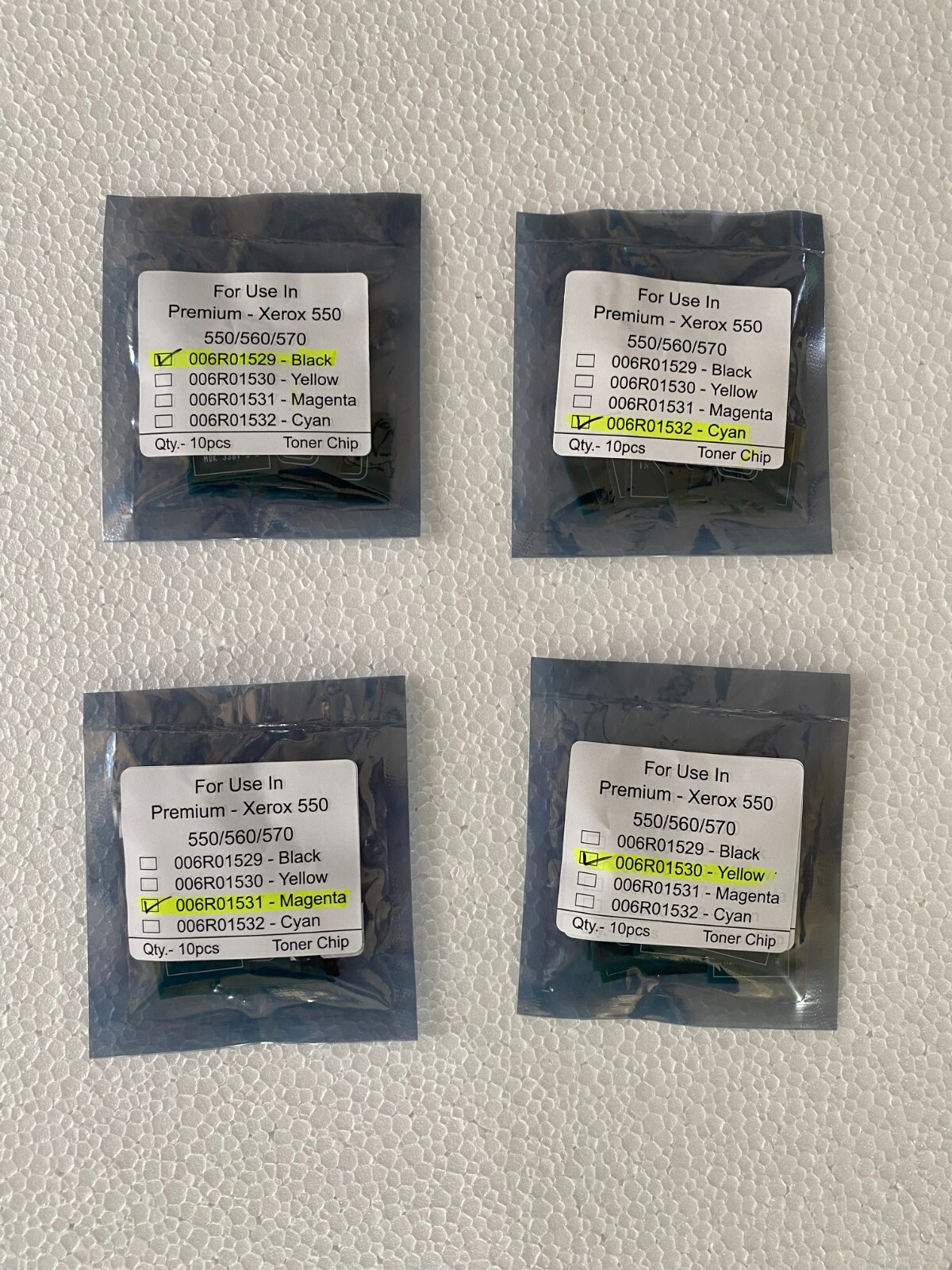 10 sets  Toner Chip (006R01529/30/31/32) for Xerox DC 550,560,570 CMYK CHIP SET.