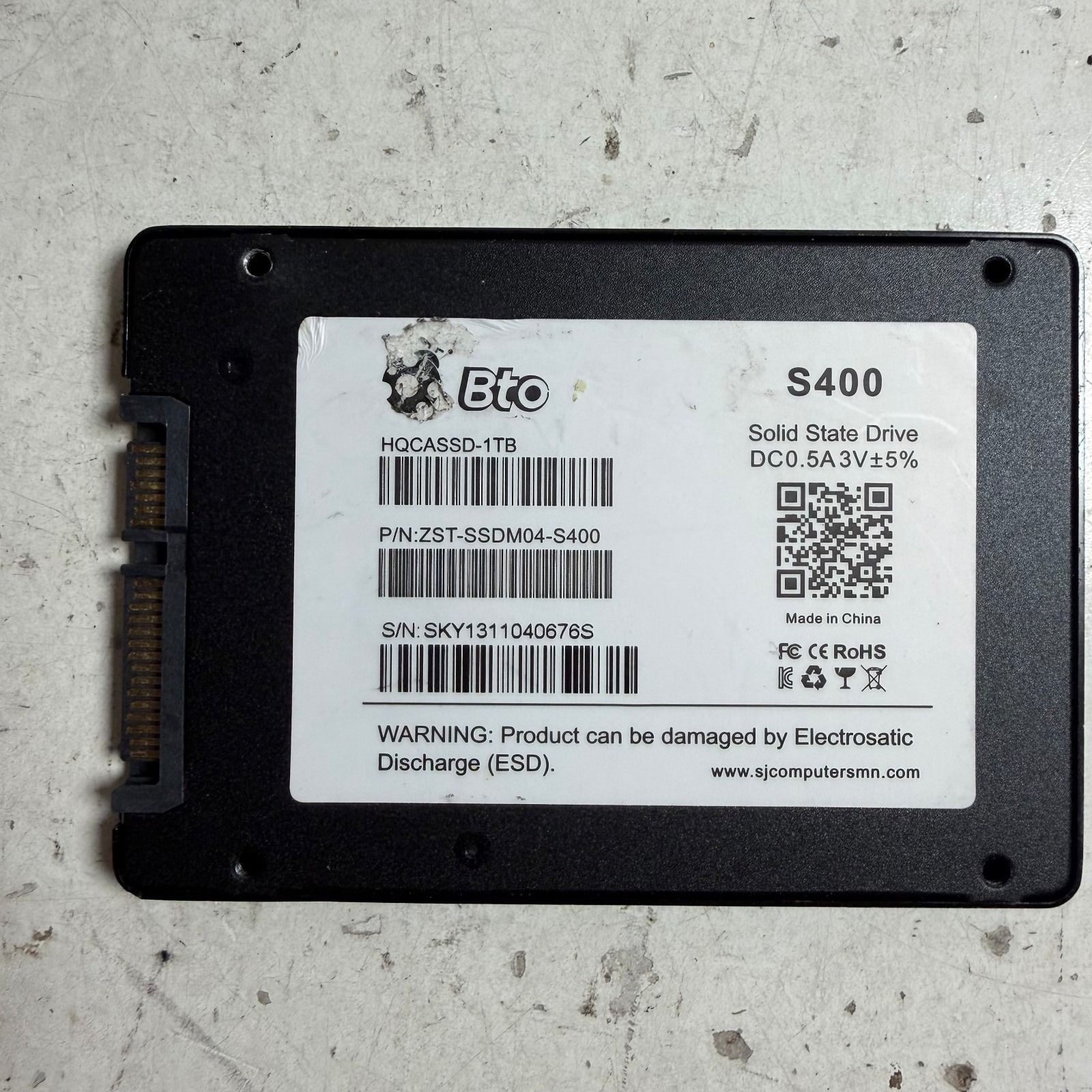 BTO S400 HQCASSD-1TB Black 1TB 2.5" SATA III 6Gb/s Internal Solid State Drive