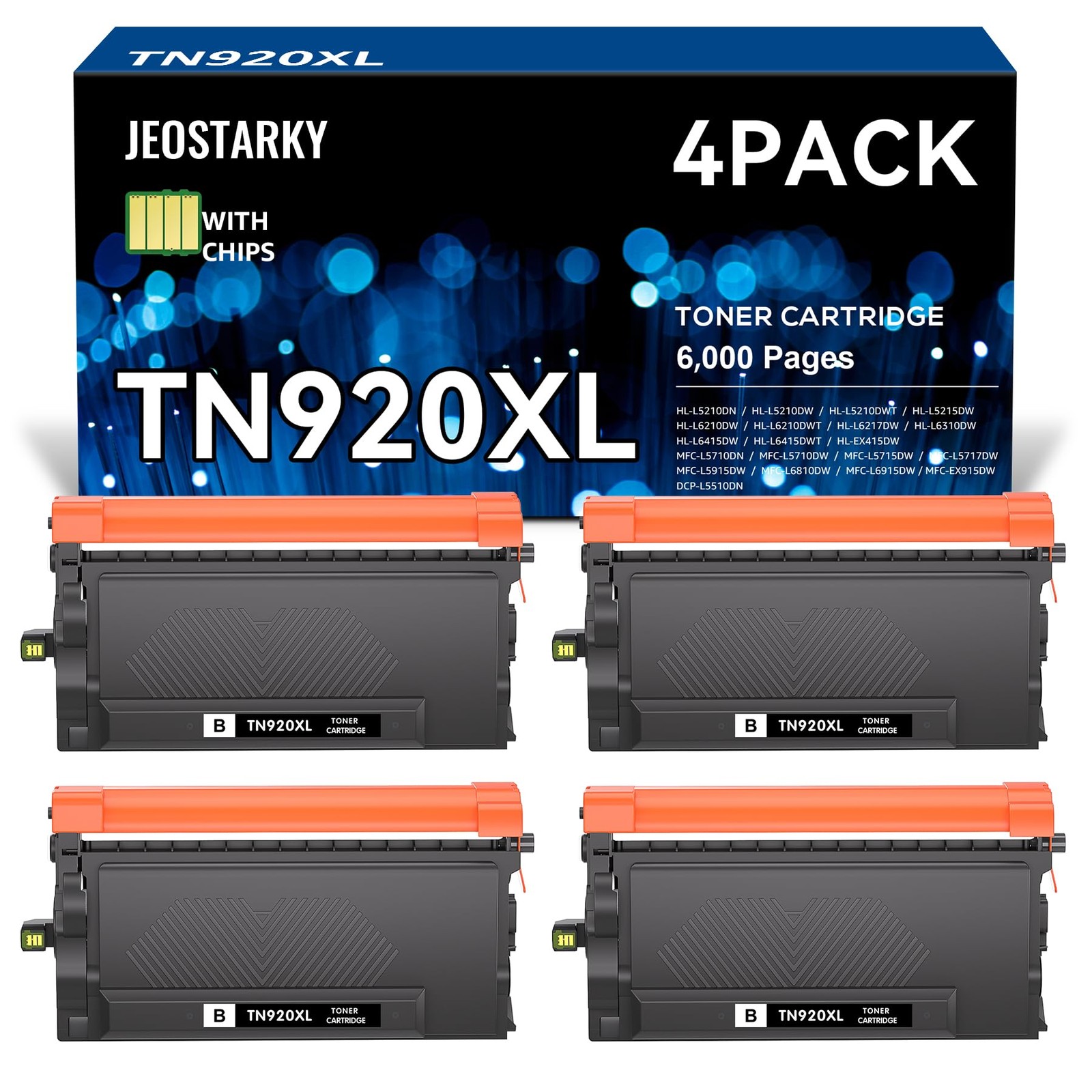 ** NEW Brother Compatible Toner | TN920XL / TN920 | Black | With Chips | 4-Pack