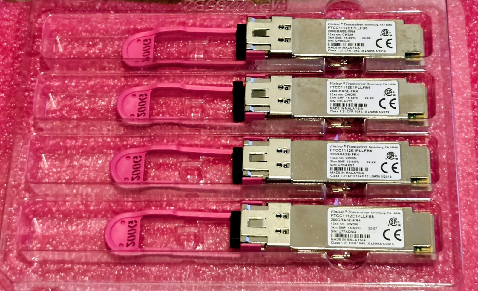 Finisar 200GBASE-FR4 LC 13xxnm CWDM 3Km SMF Optic transceiver FTCC1112E1PLLFB6