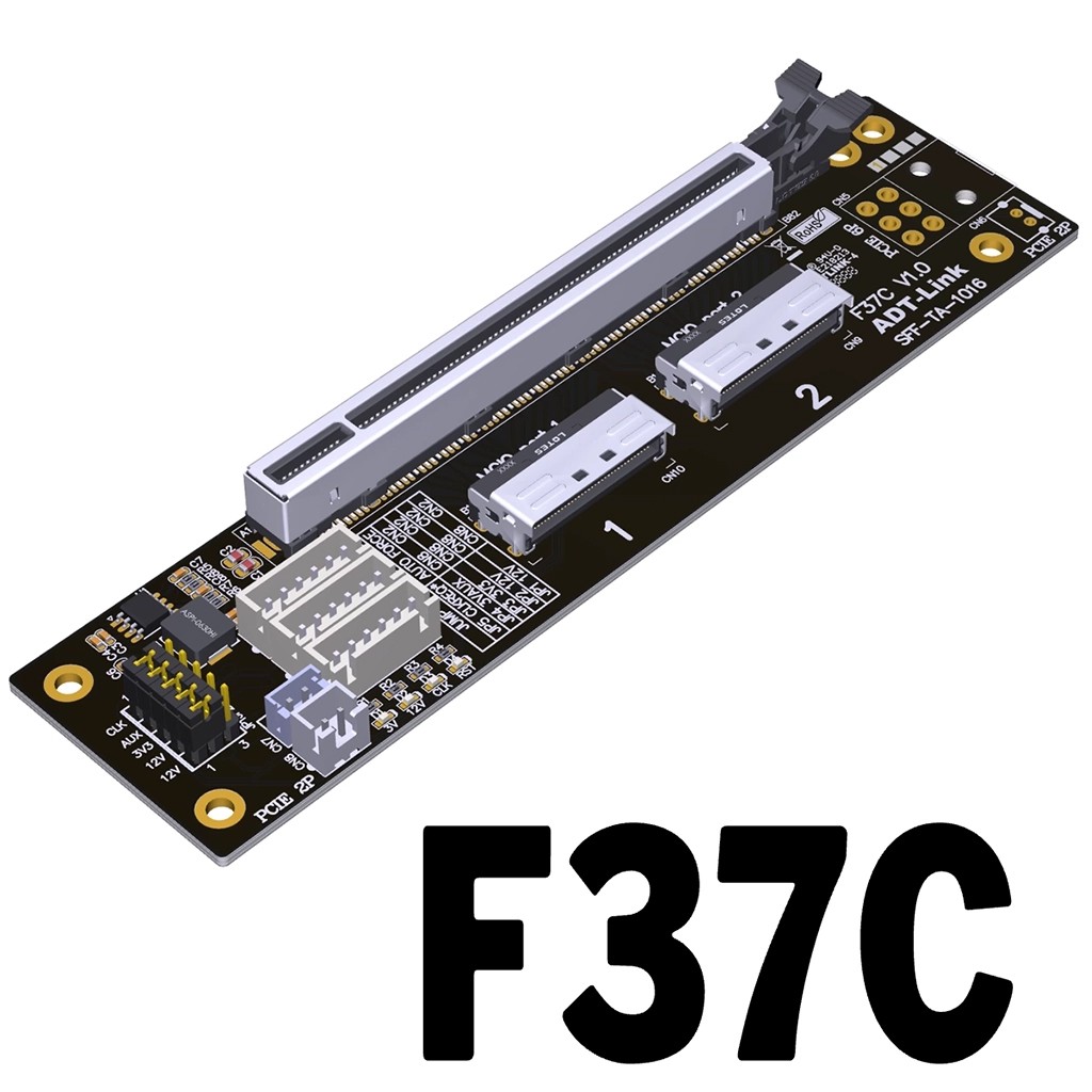 M.2 to Dual GPU Breakout Cable, PCIe 4.0 x16 MCIO to 2x SFF-TA-1016 ADT Link