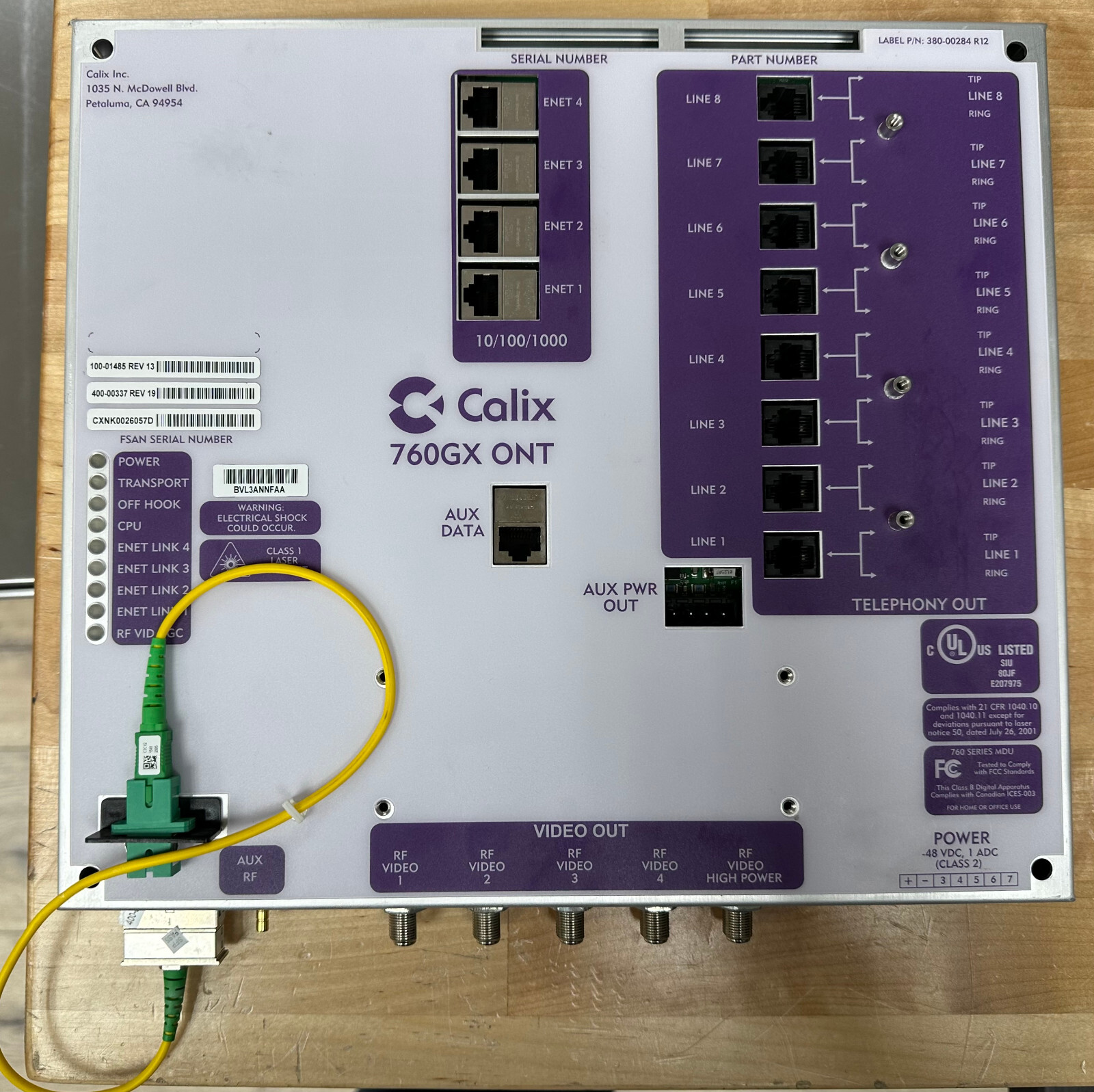 Calix 760GX GPON / AE ONT Optical Network Terminal Module 100-01485 BVL3ANNFAA