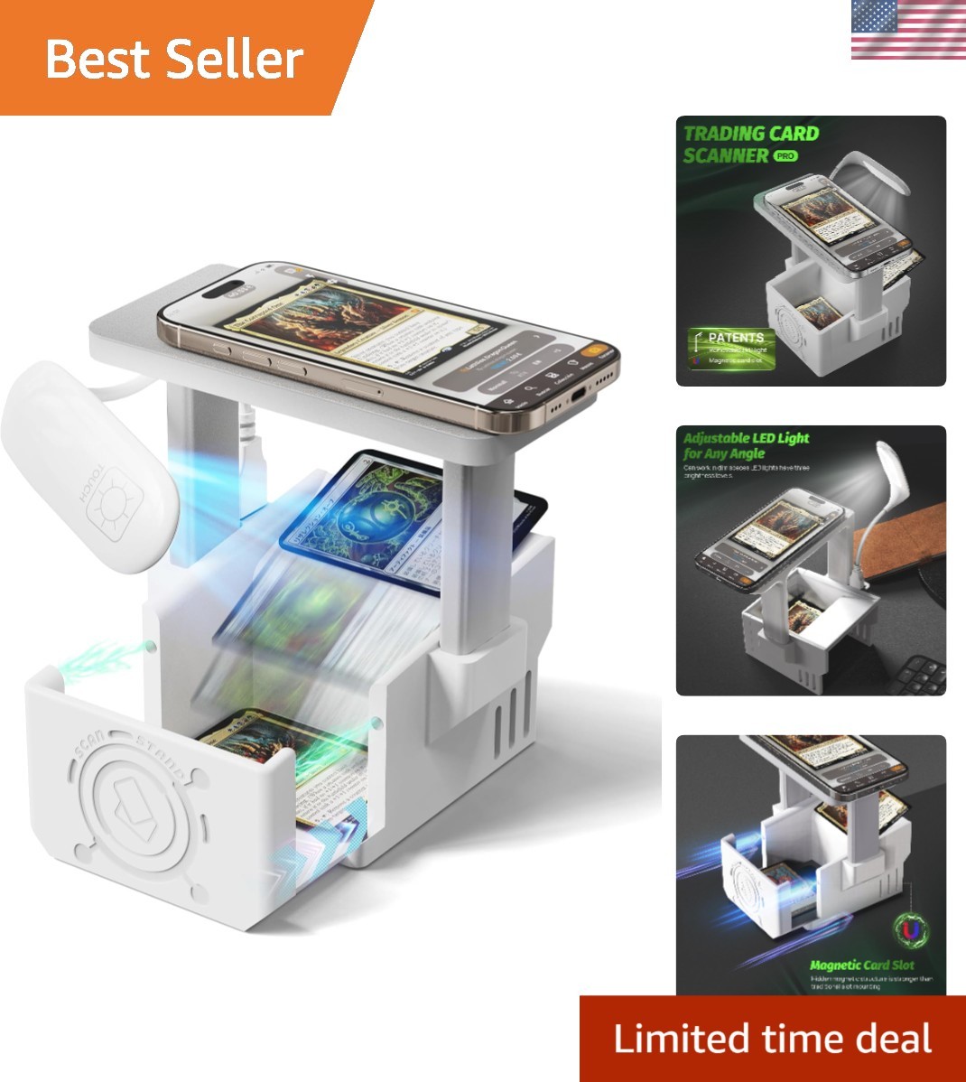 Card Scanner Pro for Trading Cards – Wi-Fi Enabled & Adjustable LED Light