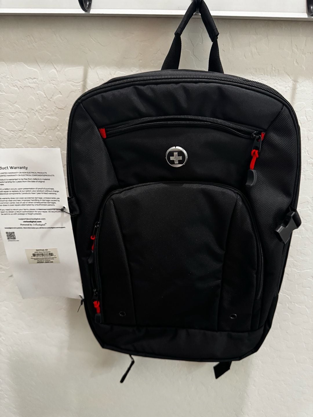 SwissDigital Design ARNI Black Expandable Travel Laptop Backpack