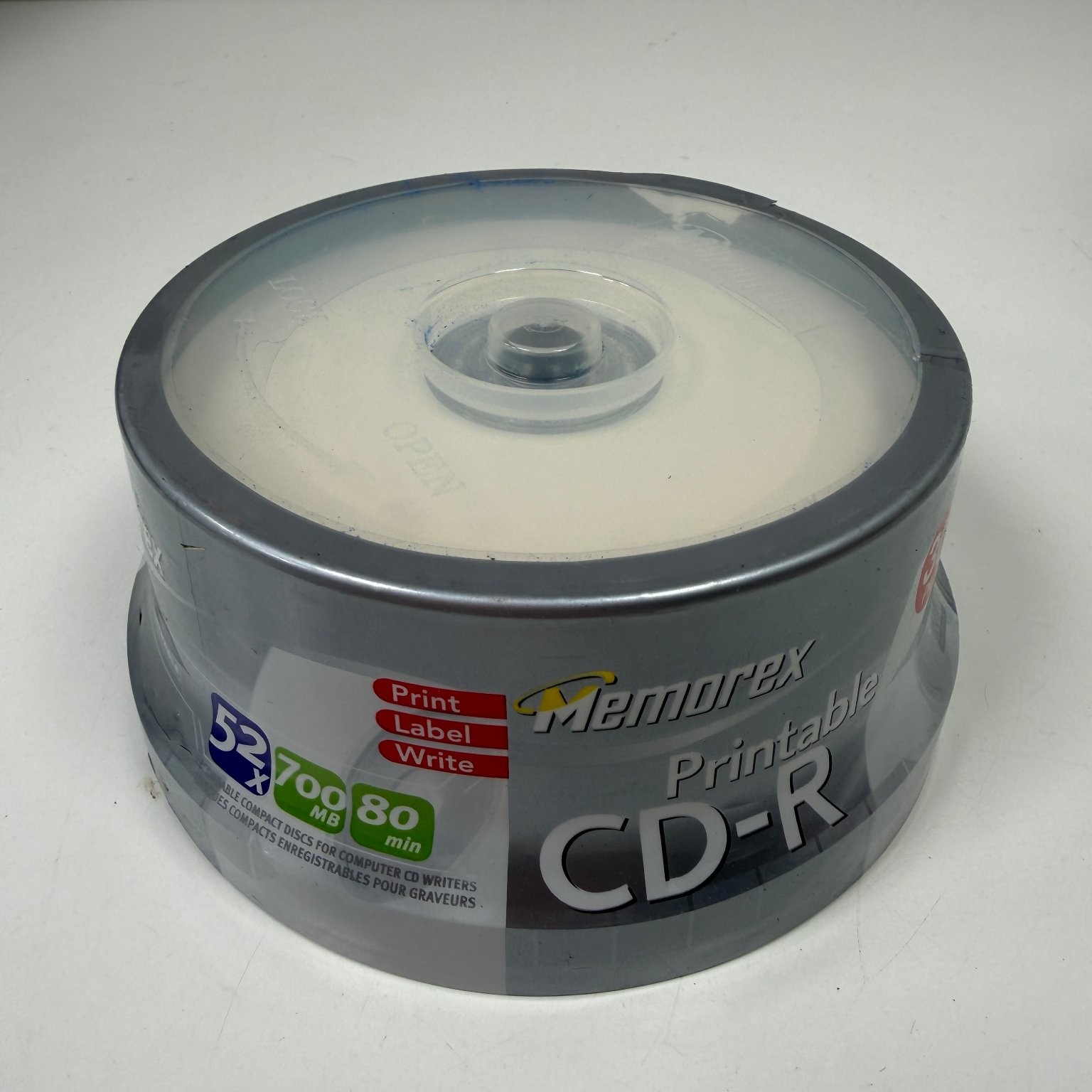 Memorex Printable Cd-r Discs 700MB 80min 52x Speed Spindle 30 Pack New Sealed