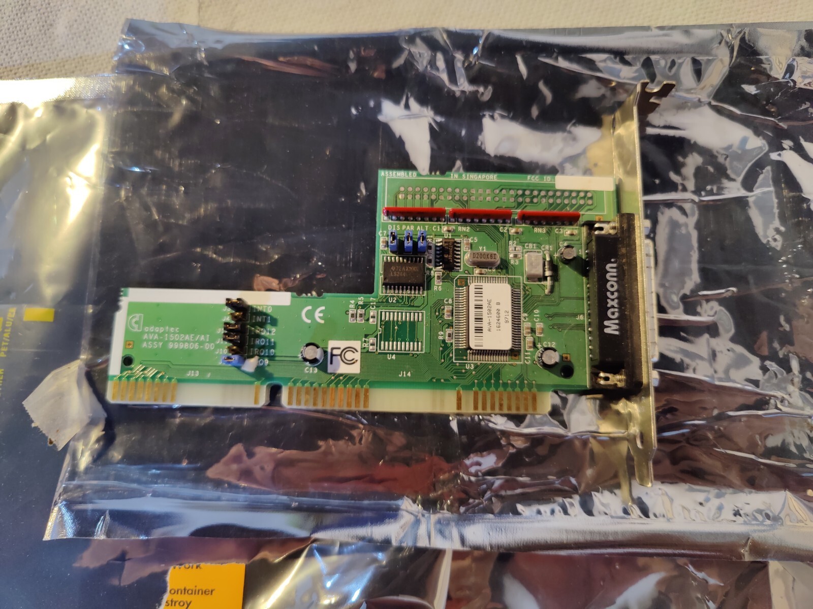 Vintage Adaptec AVA-1502AE/AI  ISA  SCSI PORT CONTROLLER MULTICARD 999806-00