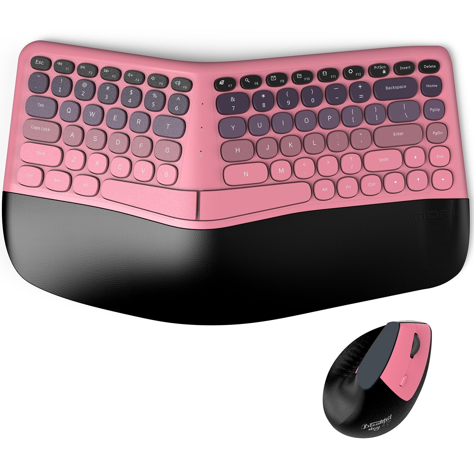 MOFii BOMI Wireless Ergonomic Keyboard & Mouse Set English QWERTY Black/Pink