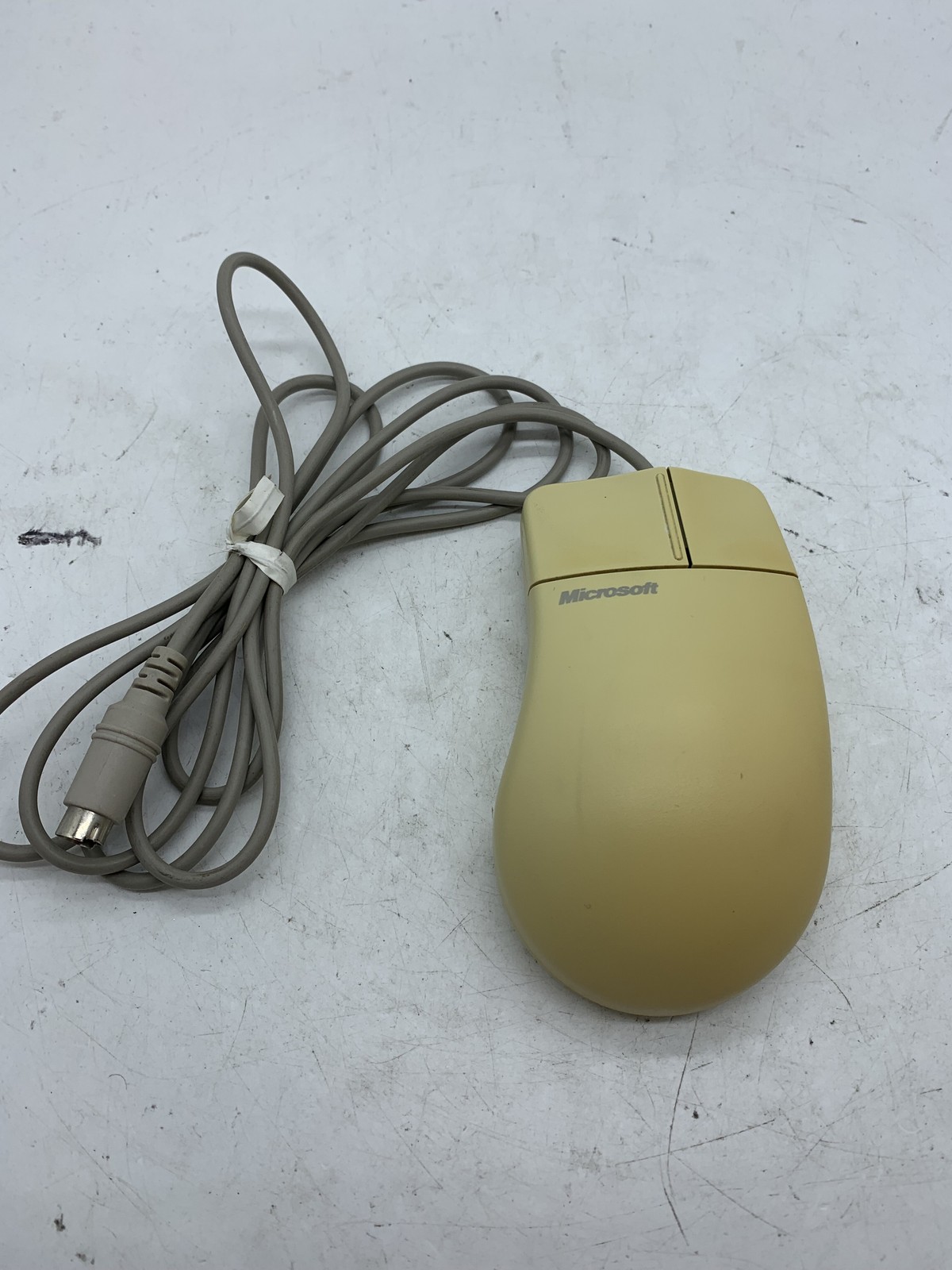 Vintage Microsoft 2.0A 2-Button Wired Serial Mouse w/ Track Ball in Beige 52695