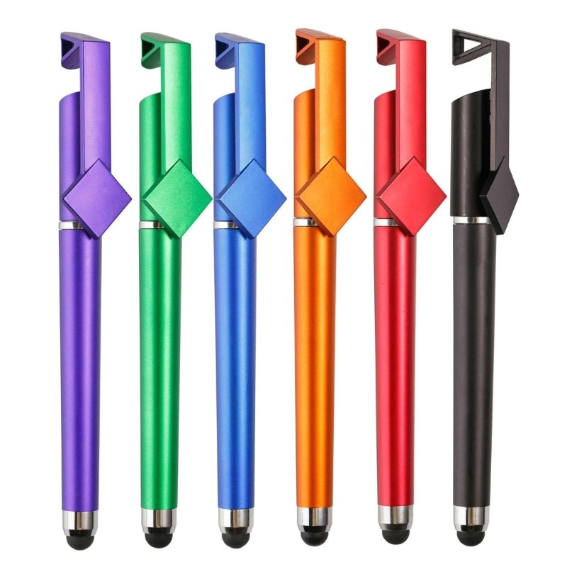 12PCS 3 in 1 Touching Screen Pen Stylus Pen with Ballpoint Pen Phone Stand