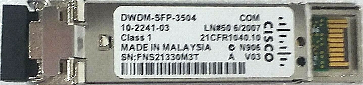 Cisco 1000Base-DWDM 1535.04nm SFP(100GHz on ITU Grid), 53; Part #SFP-DWDM-3504