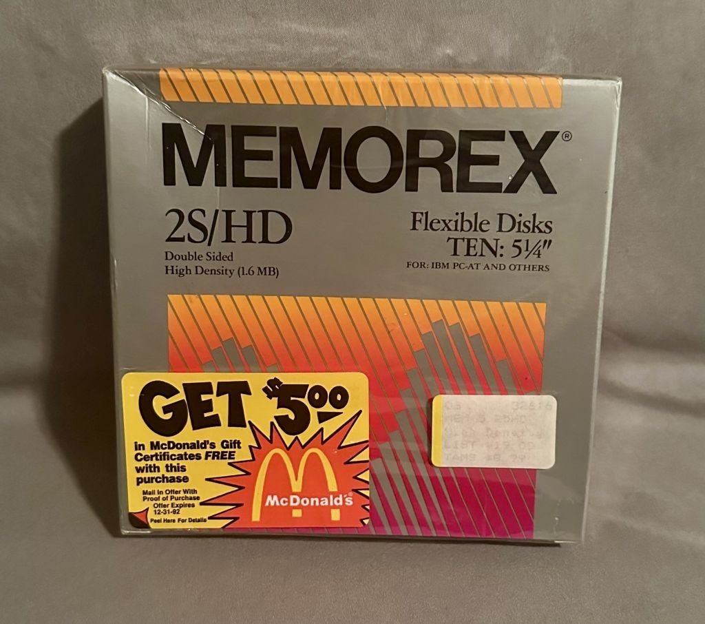 Memorex 2S/HD Double Sided High Density 5.25" Floppy Disk 10 Pack -Sealed & NEW