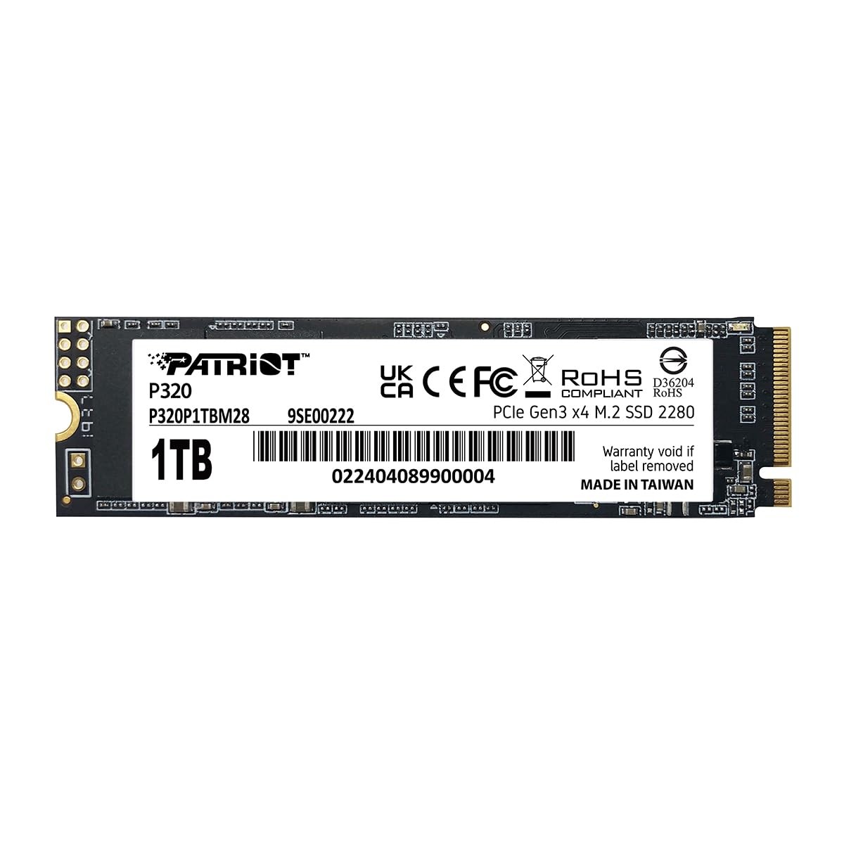 Patriot Memory P320 1TB Internal SSD - NVMe PCIe Gen 3x4 Capacity: 1TB, Black