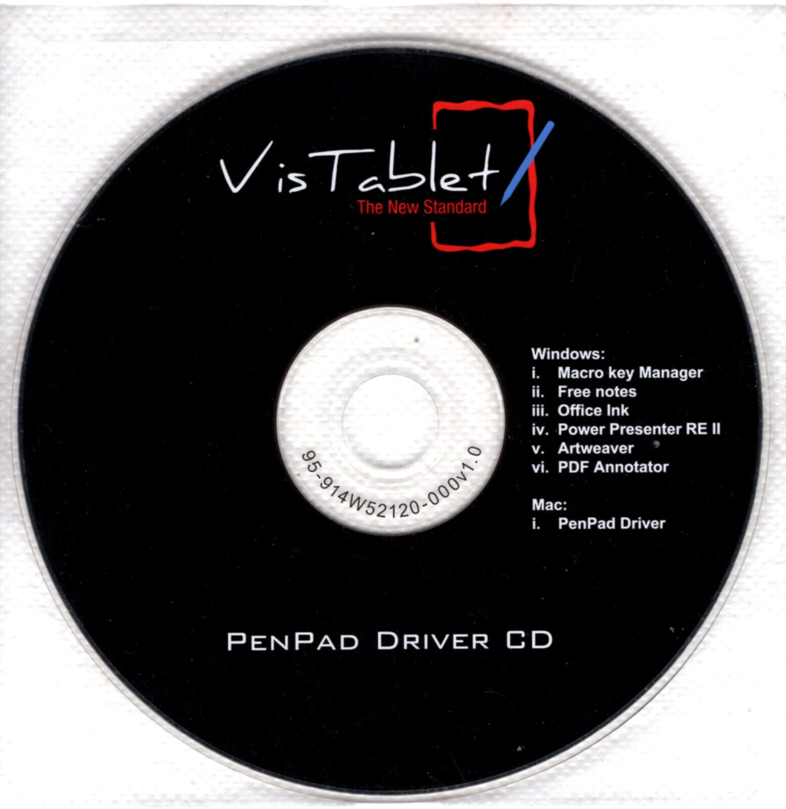 VISTABLET PENPAD DRIVER CD FOR WINDOWS AND MAC - NEW