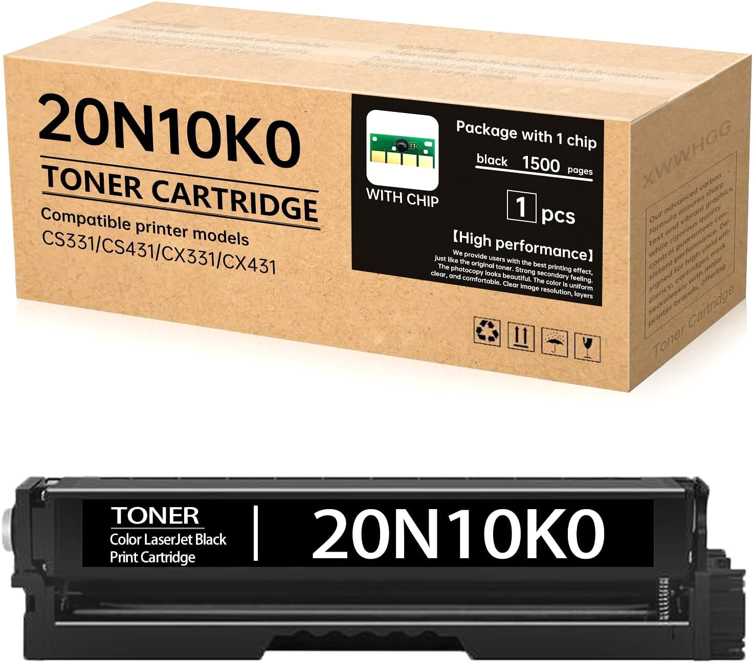 20N10K0 Black Toner Cartridge for Lexmark CS331, CS431, CX331, CX431 Printers