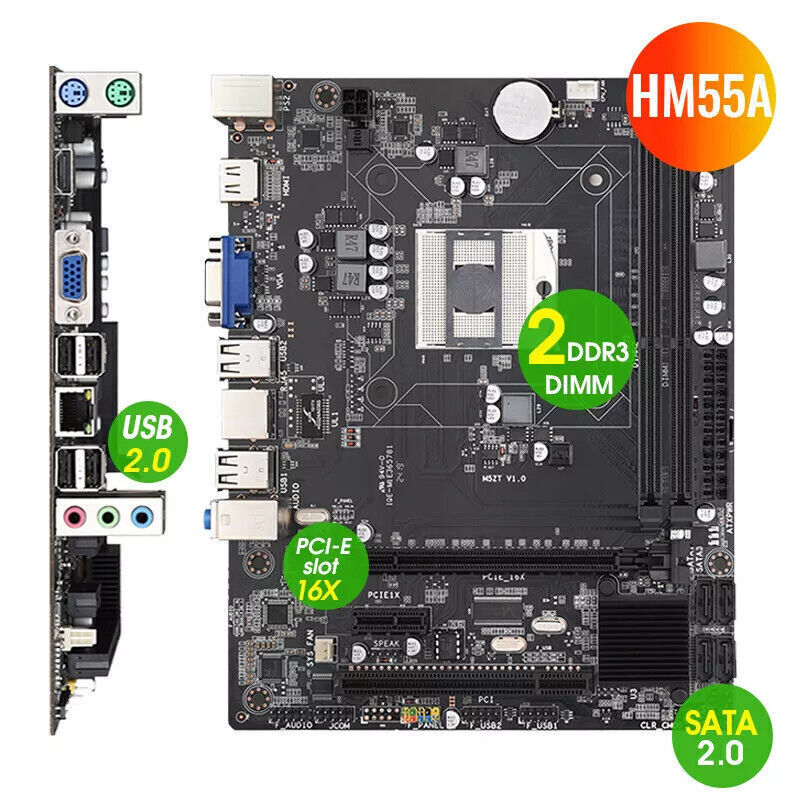 HM55A PGA988 Desktop Motherboard Support CPU Intel i3/i5/i7 DDR3 PC RAM Memory