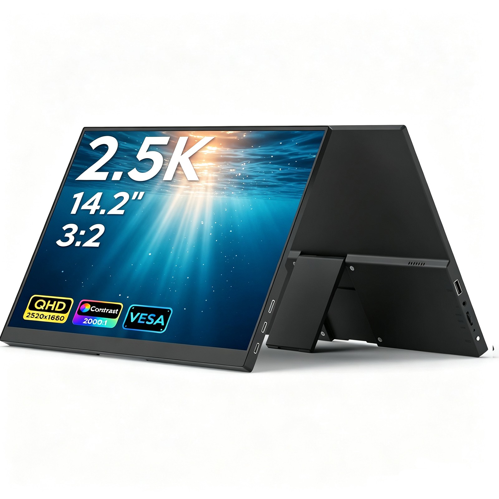 14" 2K 3:2 Portable Gaming Monitor for Laptop QHD USB-C Mini HDMI Travel Monitor