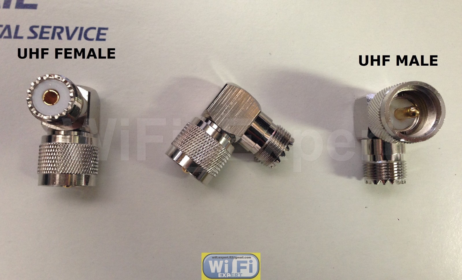 Adapter 90° UHF plug male PL259 - SO239 female jack connector right angle M/F US
