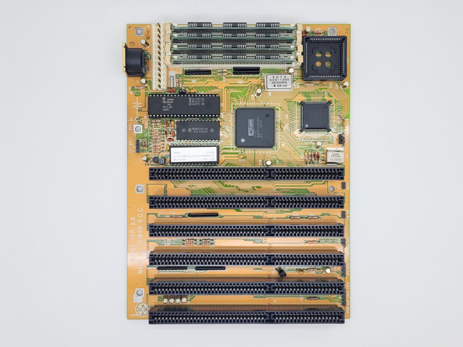 PCChips / Hsin Tech M396F V2.2 Baby AT Motherboard, AMD 386SX, 40MHz, 4MB Memory