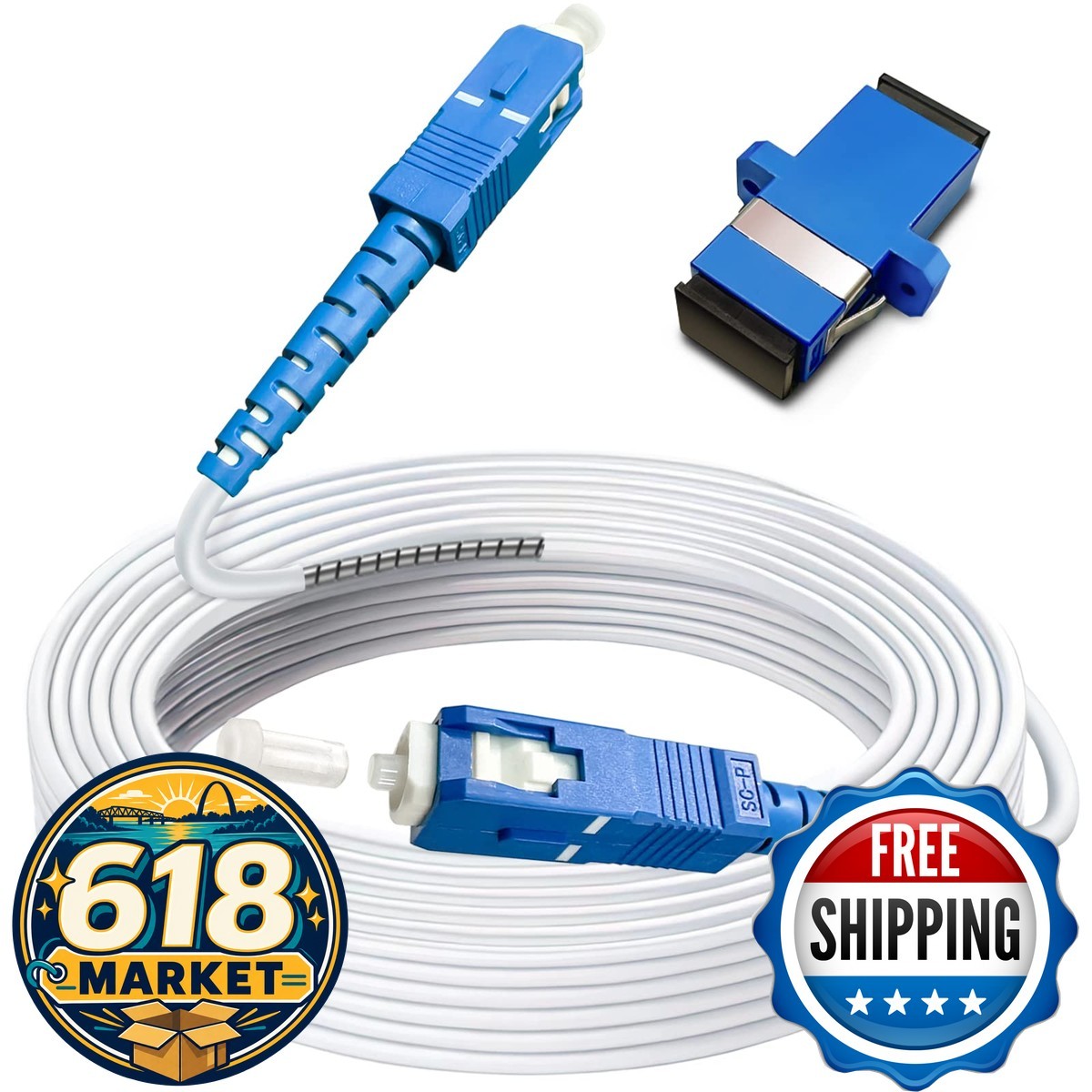 Bangun 50ft SC to SC Single Mode Fiber Optic Patch Cable 9/125um OS1/OS2 LSZH