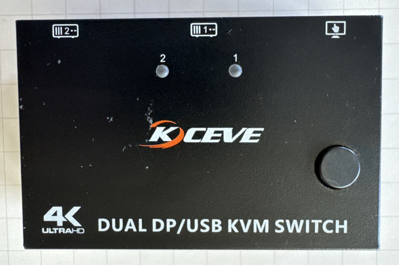 KCEVE 4K Dual DisplayPort KVM Switch Dual Monitor w/ Cables & Remote Button