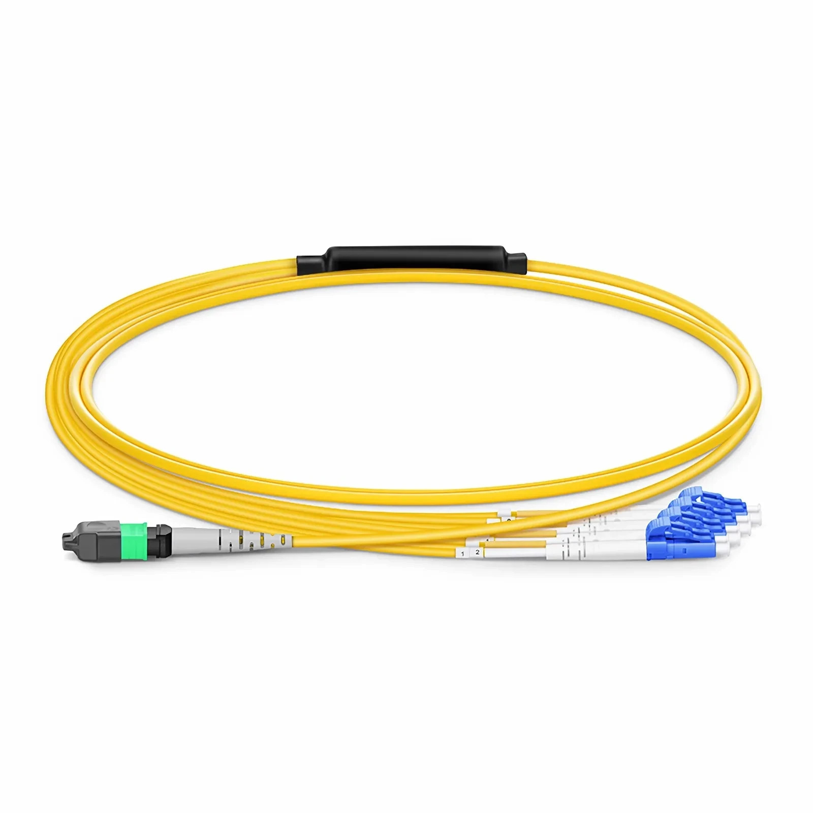 15m  MTP Harness, MTP -8 APC (Female) to 4 x LC UPC Duplex singlemode, 8 Fibers