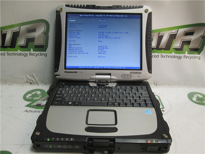Panasonic KIT3152186 Toughbook Laptop i5-3610ME 2.7GHz 8GB RAM No HDD Win 8 COA