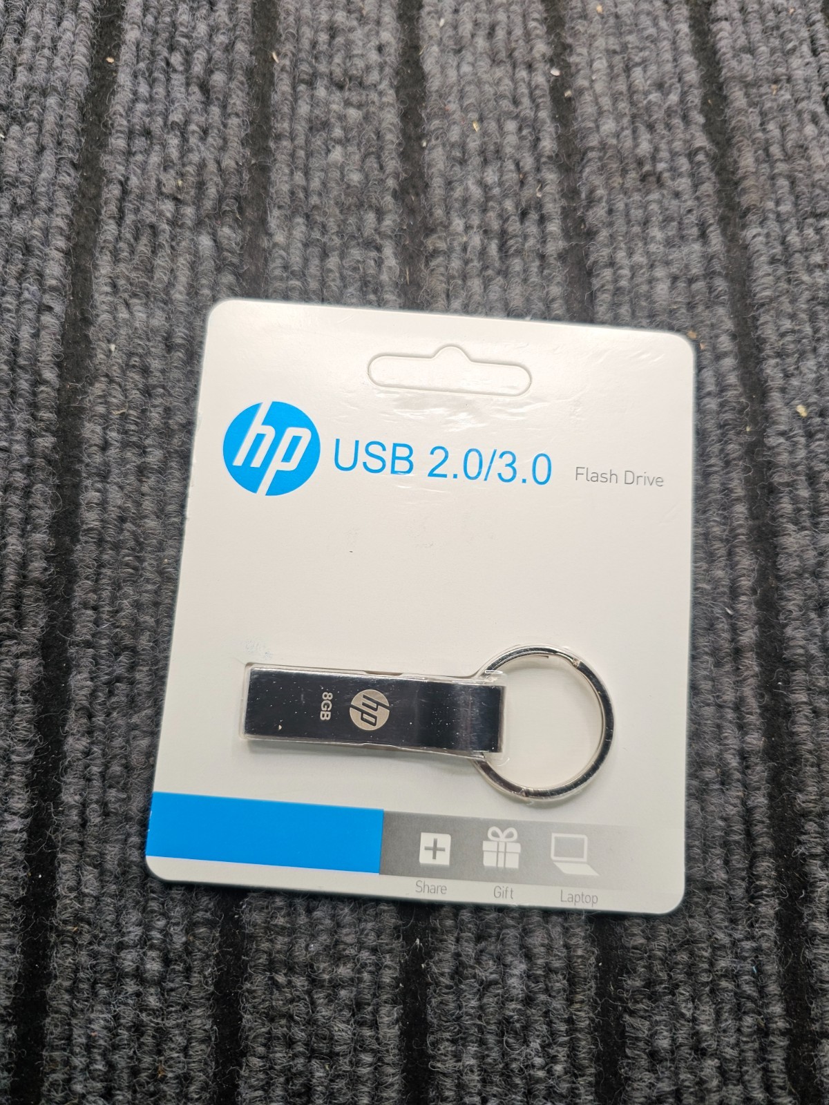 (QTY 5) HP HPFD250W-00 USB 2.0/3.0 Flash Drive Metal Key Ring 8gb v285w