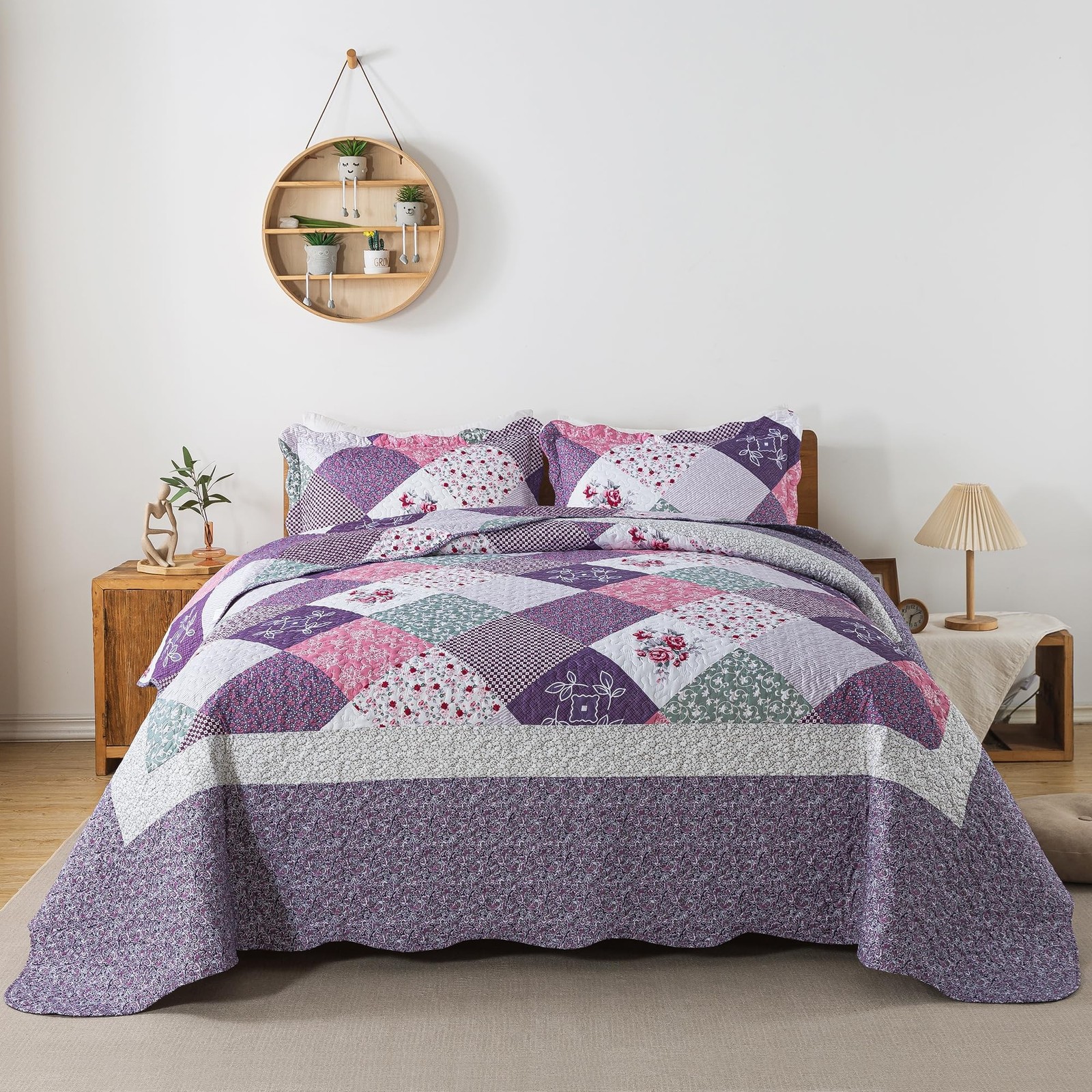 HoneiLife Oversized King Quilt 120x120-3 Pcs California King Bedspreads, Extr...