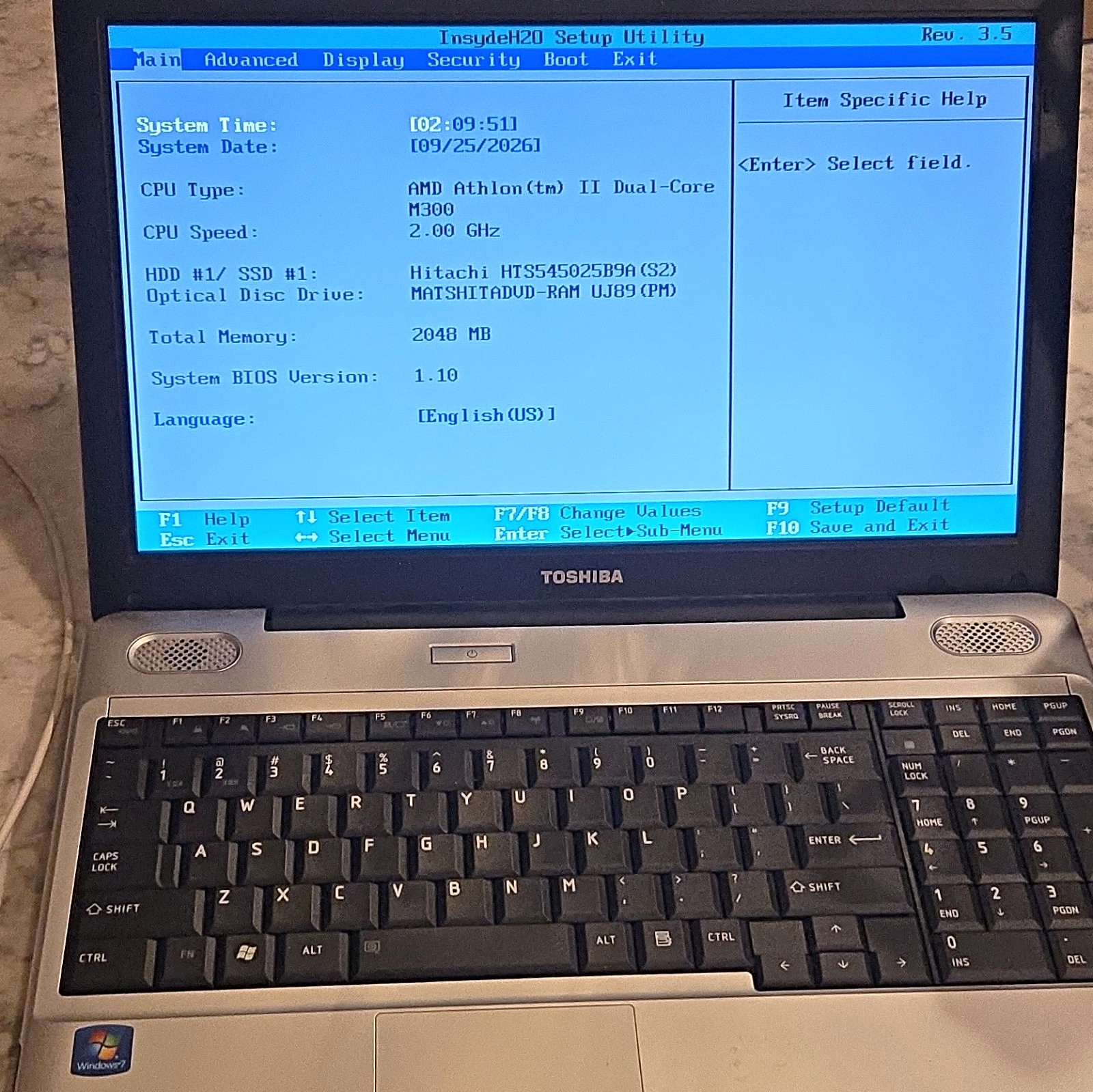 Toshiba Satellite 15.6" Laptop Athlon II Dual-Core 2GHz 2GB RAM 500GB HDD