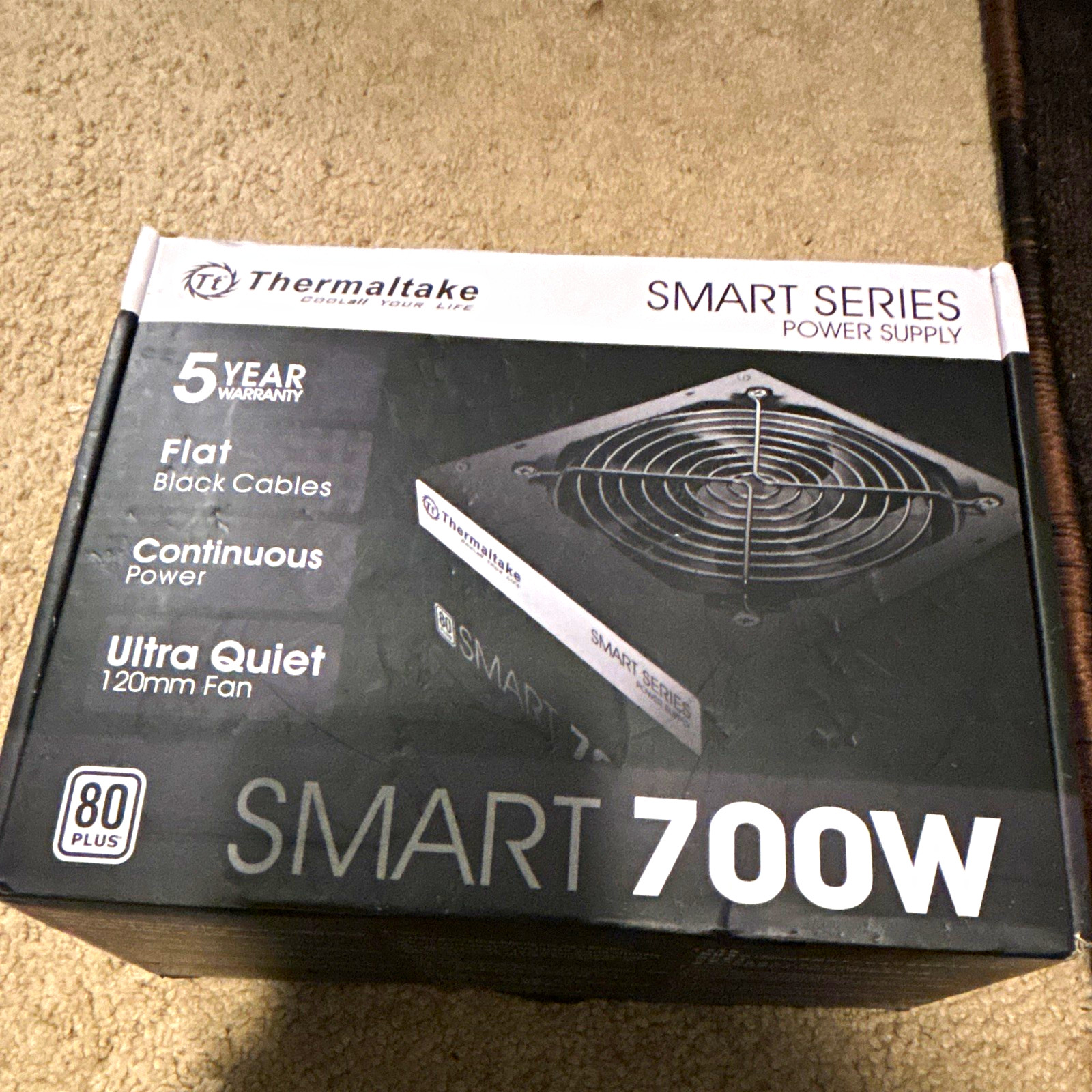 Thermaltake SMART 700W 80 PLUS Certified ATX Power Supply Flat Black Cables