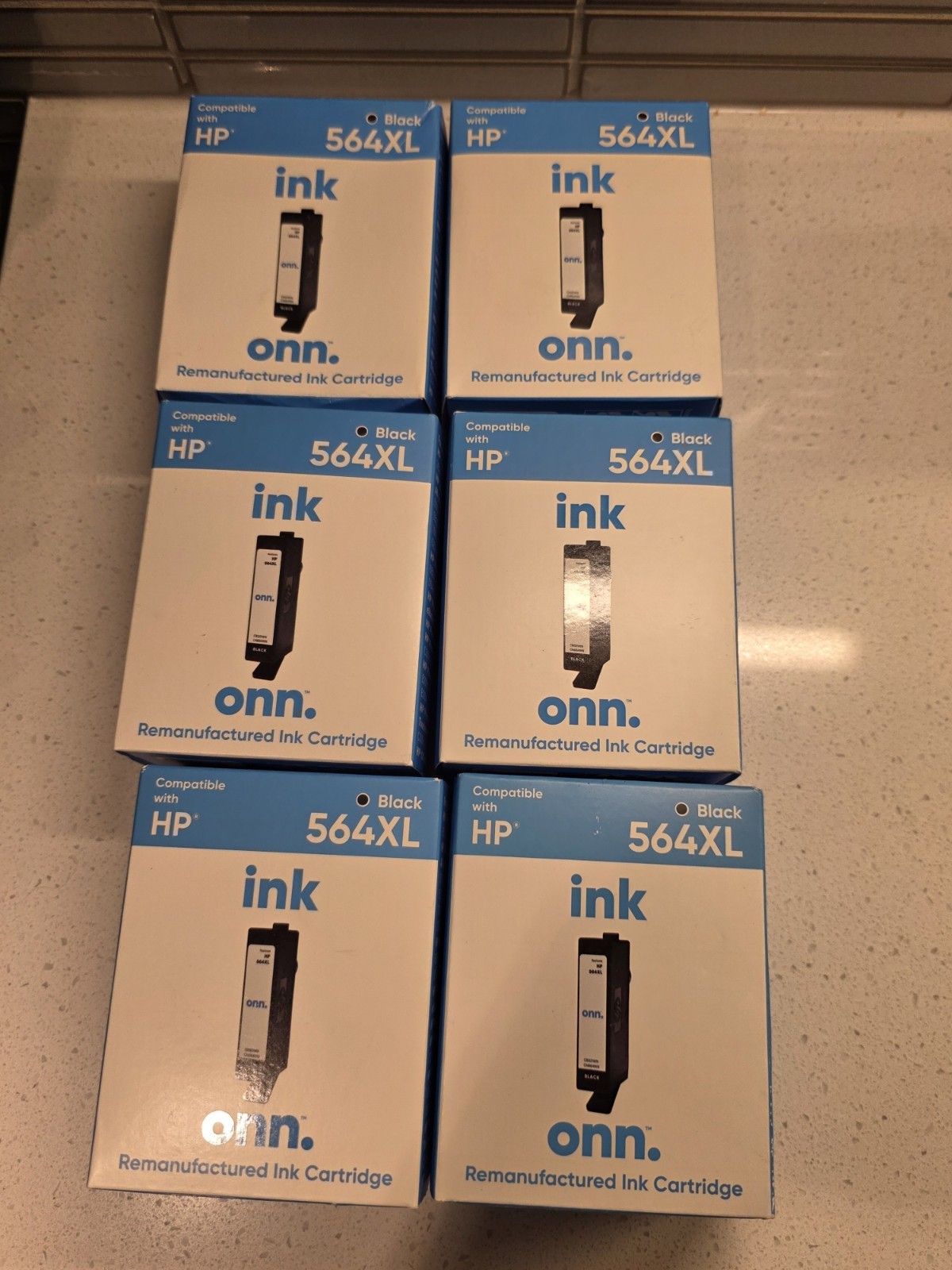 6 New ONN  564XL HP Black Printer Ink Cartridge EXP. 10/2024-6/2025
