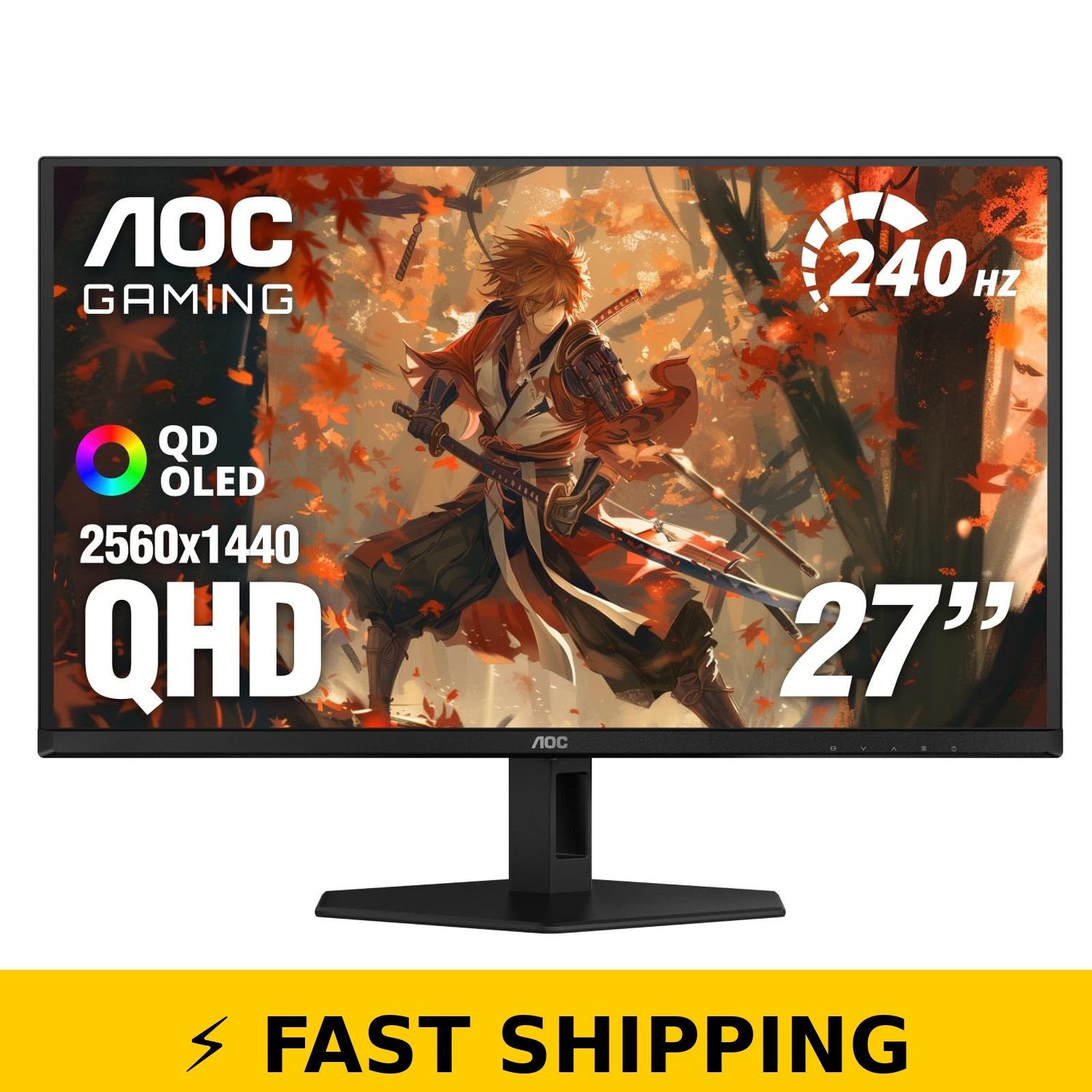 AOC 27" QD OLED Gaming Monitor, 240Hz, G-SYNC, HDR Ready, Q27GAZD