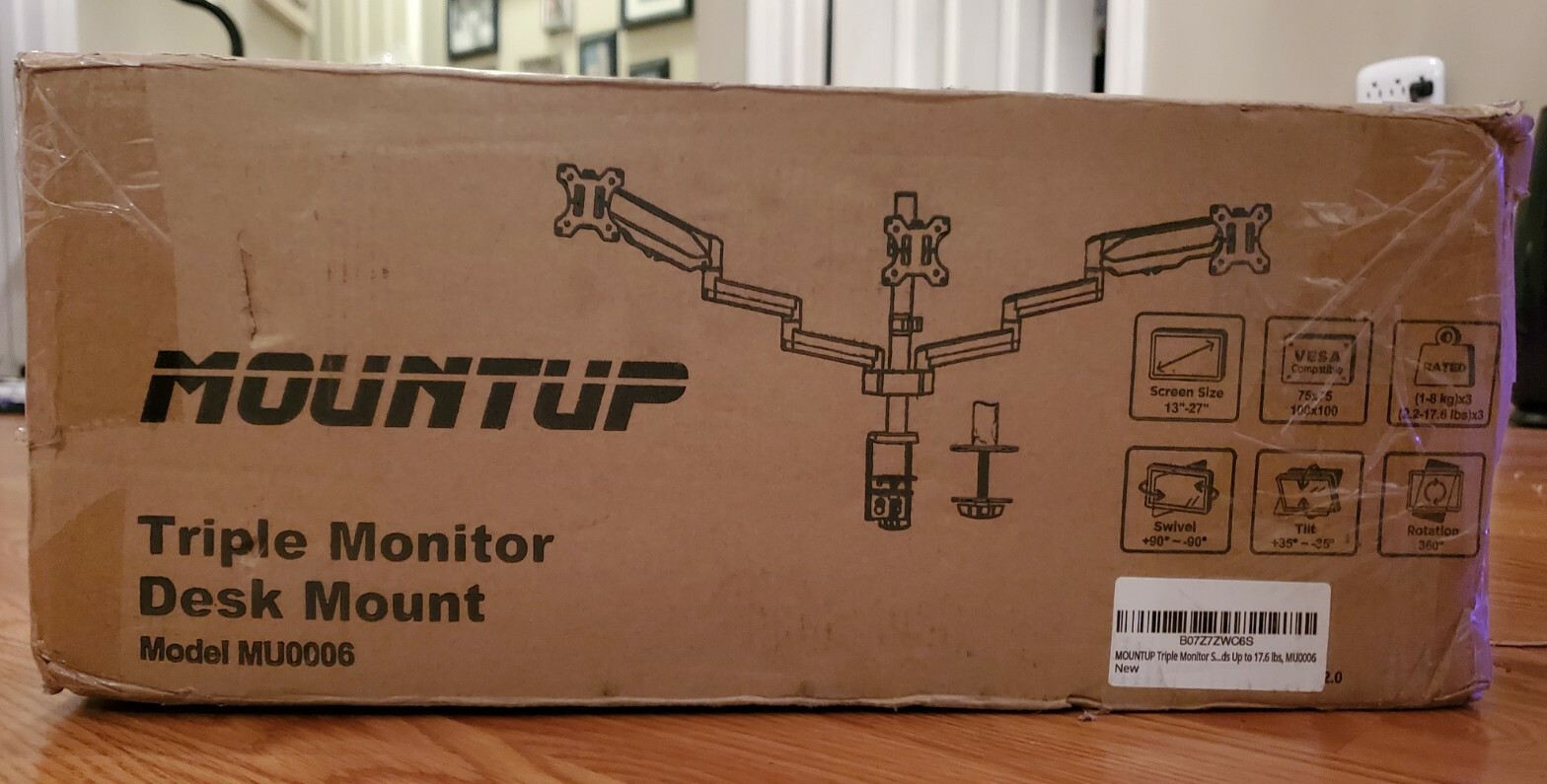 MOUNTUP Triple Monitor Desk Mount Model MU0006 Up To 27" Screens