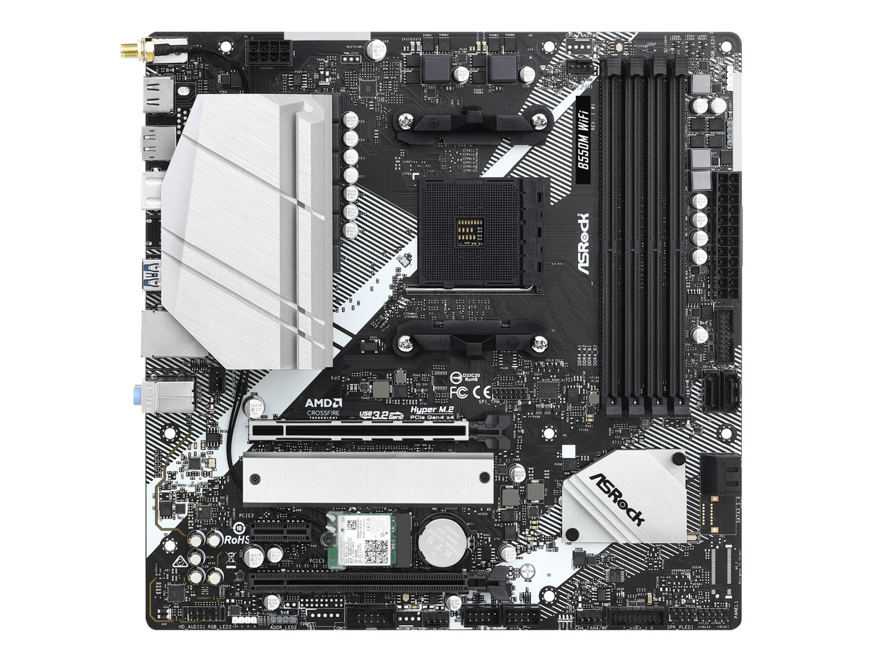 ASRock B550M WiFi AM4 AMD B550 Micro ATX Motherboard - Wi-Fi 6E, PCIe 4.0, Hyper