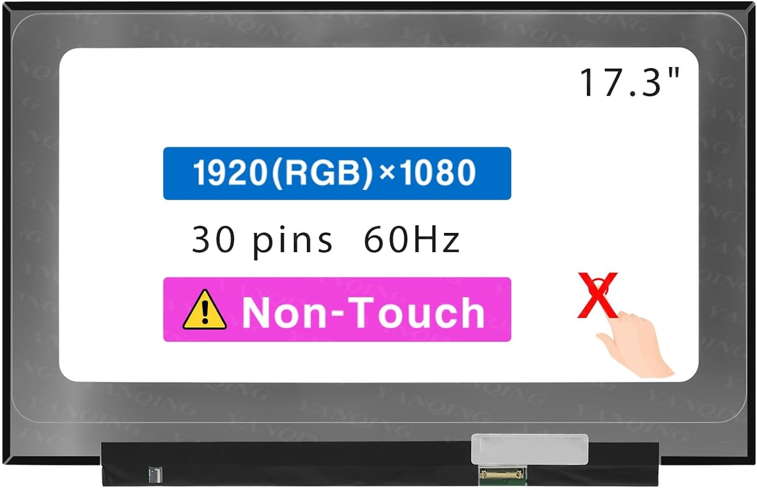17.3" LCD Screen for HP pn M50442-001 FHD 30pin Non-Touch Display