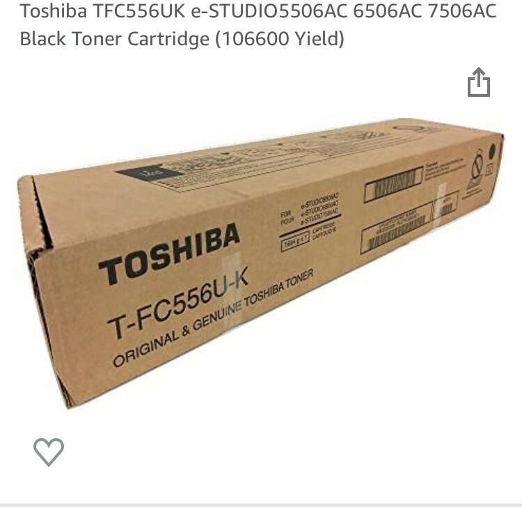 TOSHIBA TONER TFC556UK e-sTUDIO5506AC 6506AC 7506AC Black Toner Cartridge